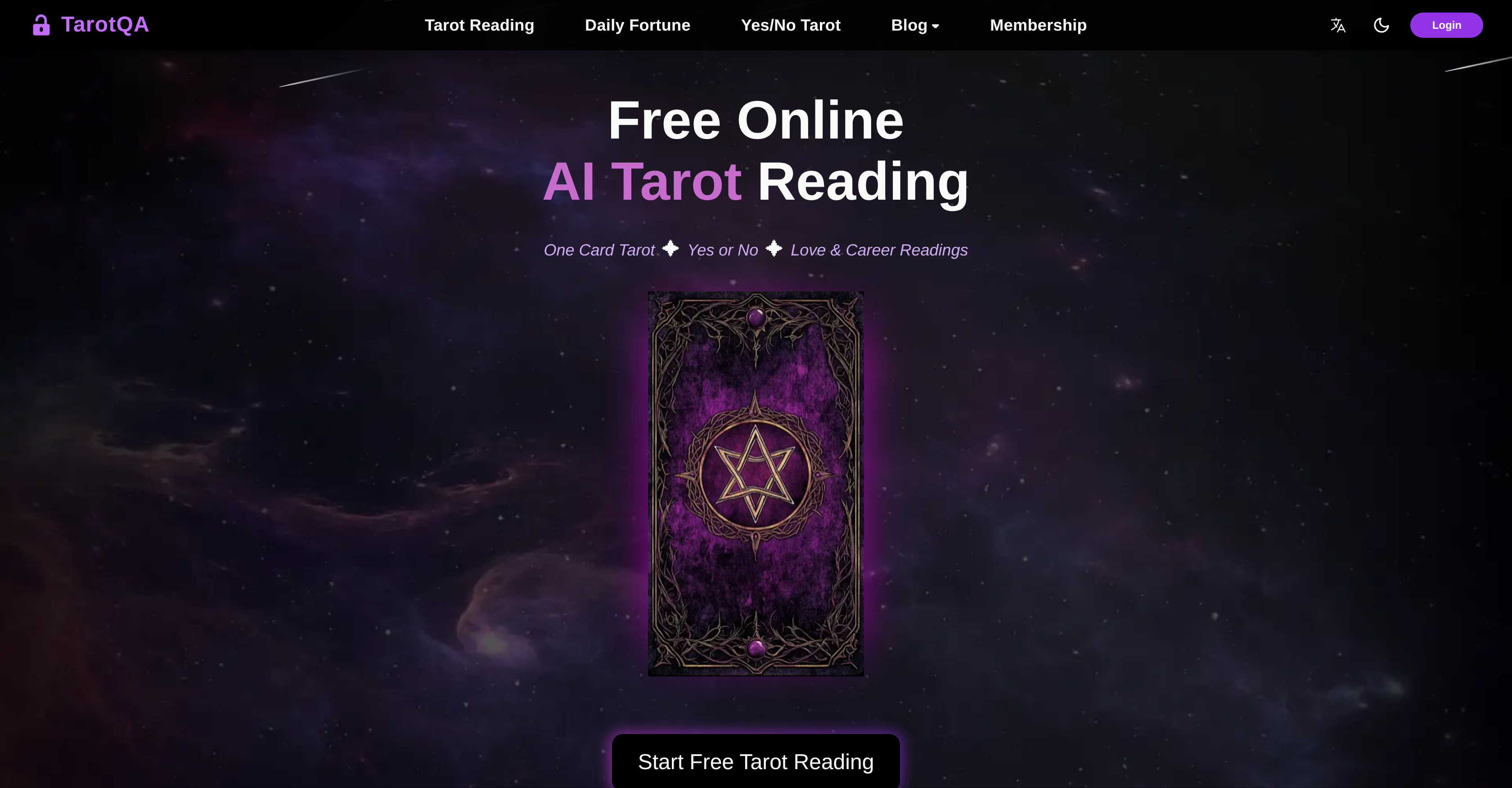 TarotQA - Screenshot showing the interface and features of this AI tool