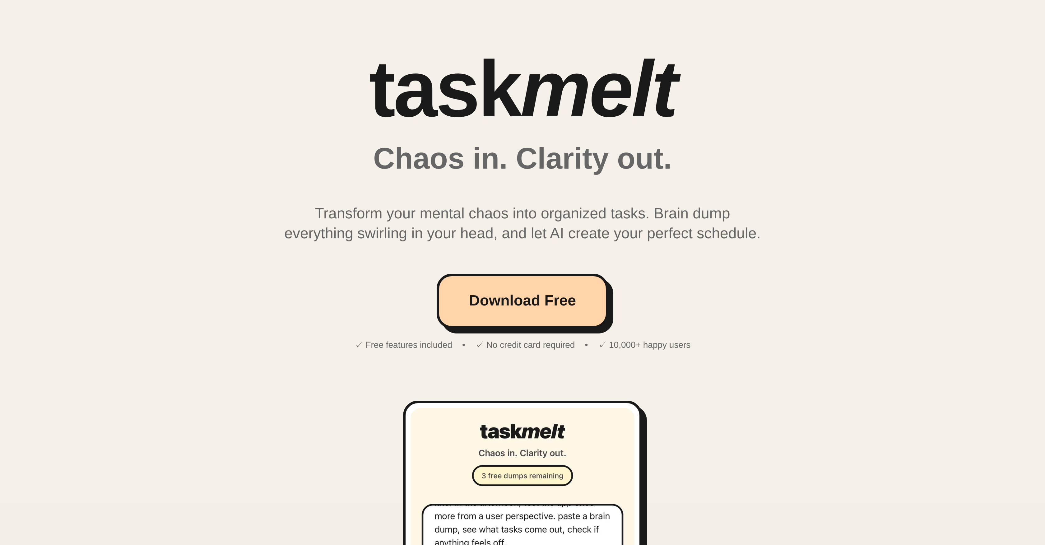 taskmelt - Screenshot showing the interface and features of this AI tool