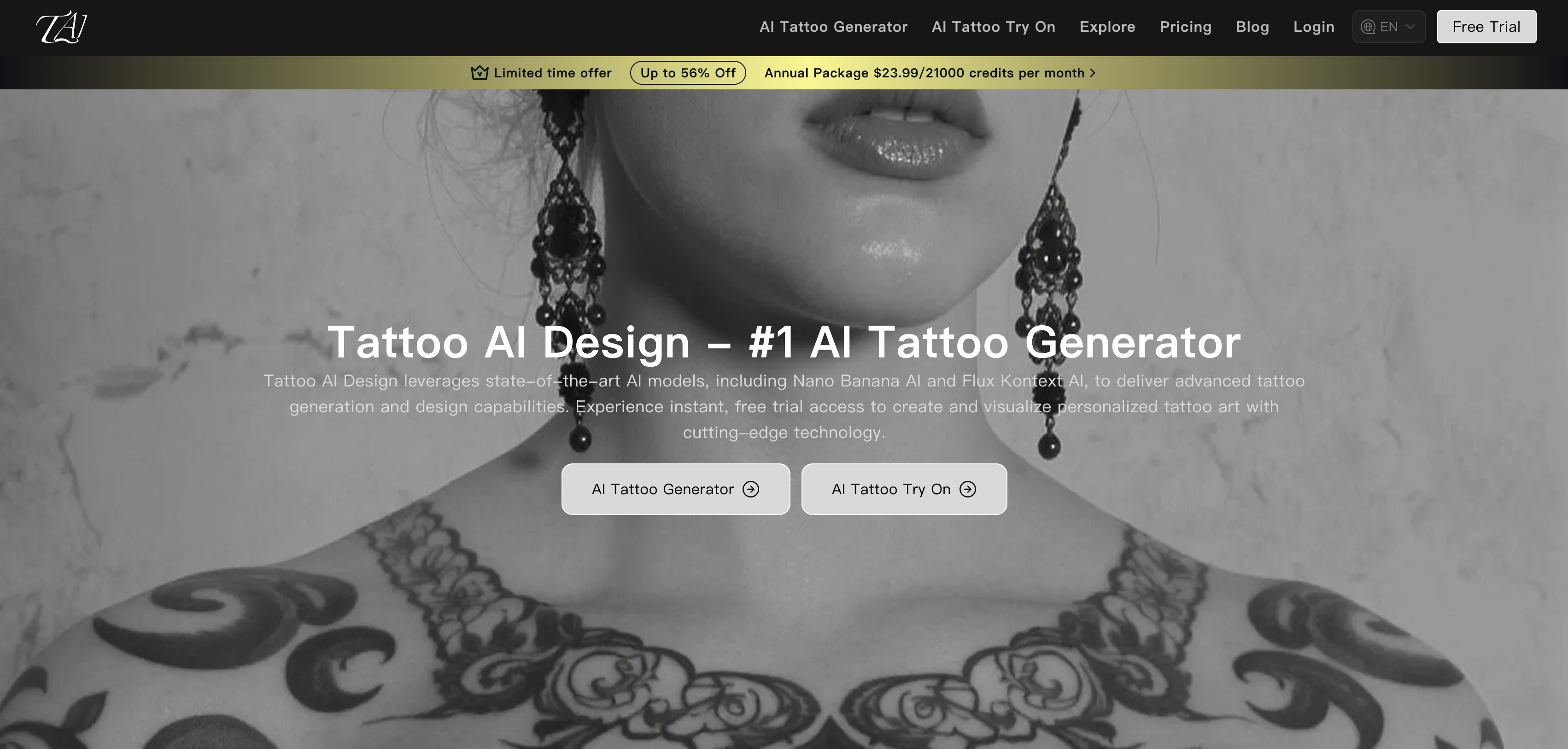 Tattoo AI Design | Try On - Screenshot showing the interface and features of this AI tool