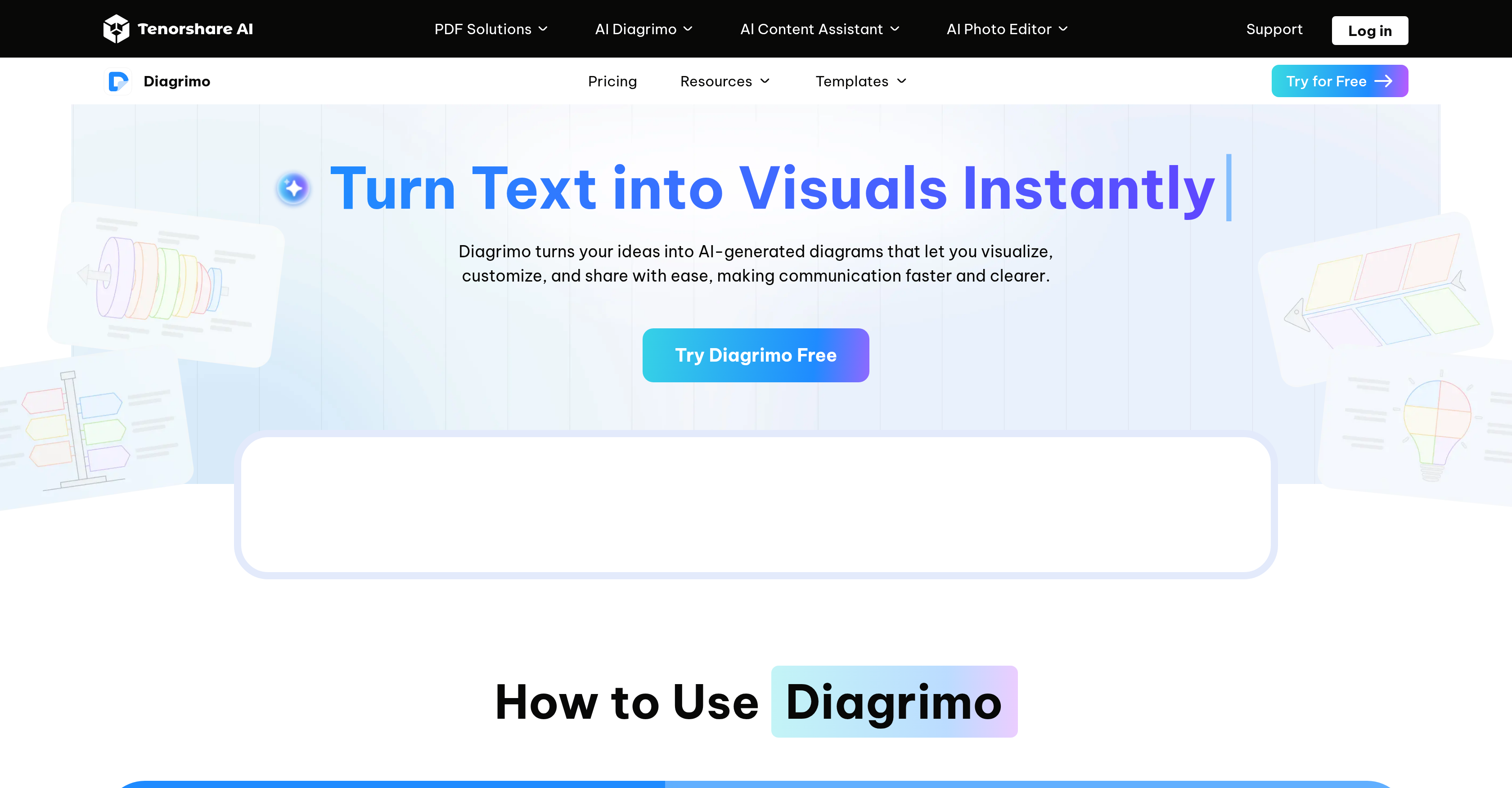 Tenorshare AI Diagrimo - Screenshot showing the interface and features of this AI tool