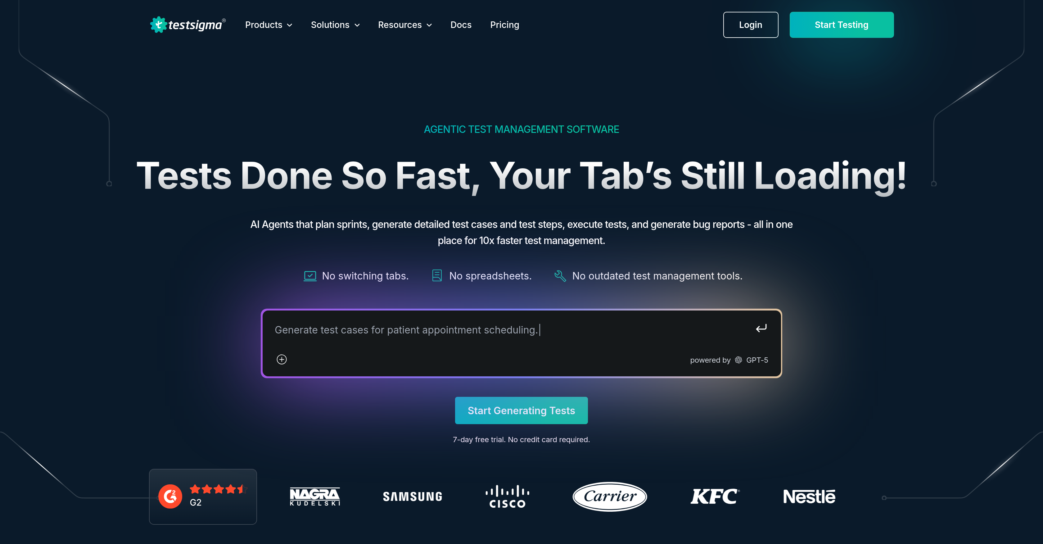 Testsigma Agentic Test Automation - Screenshot showing the interface and features of this AI tool