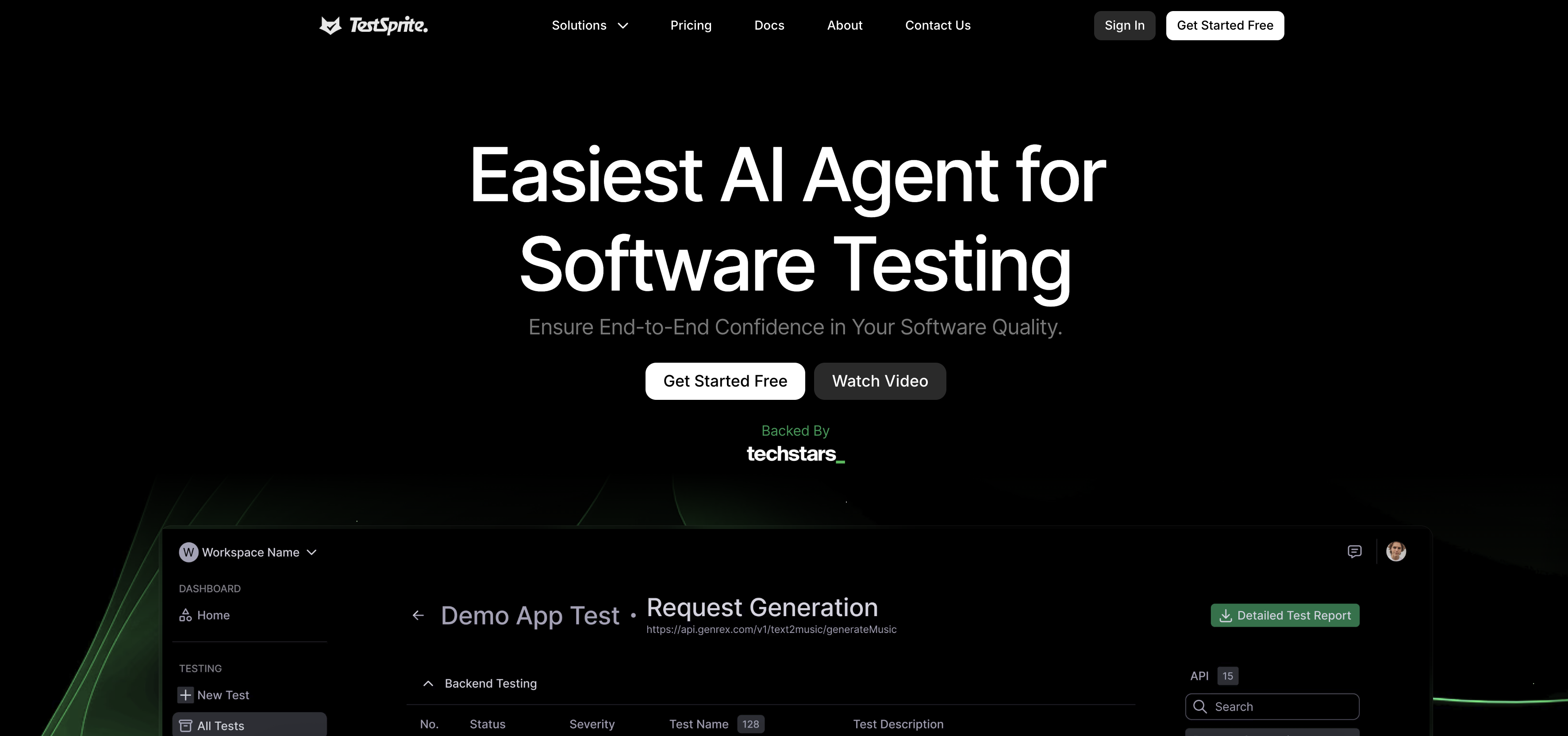 TestSpritev2 - Screenshot showing the interface and features of this AI tool