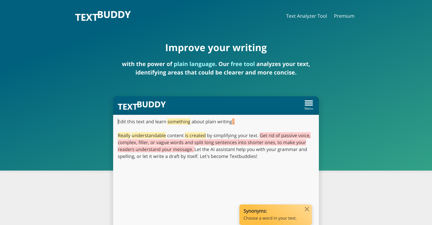 Textbuddy - Screenshot showing the interface and features of this AI tool