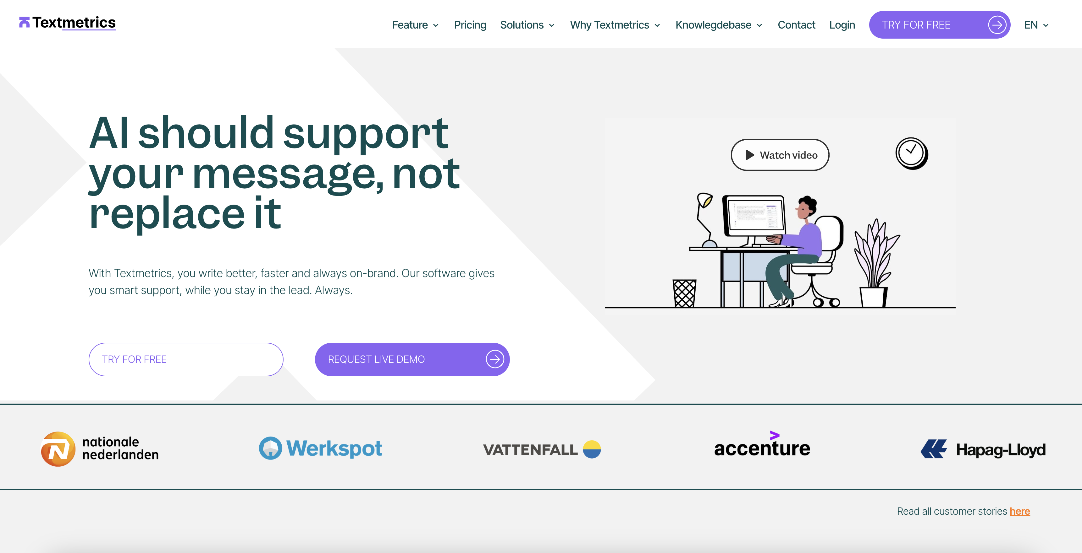 Textmetrics - Screenshot showing the interface and features of this AI tool