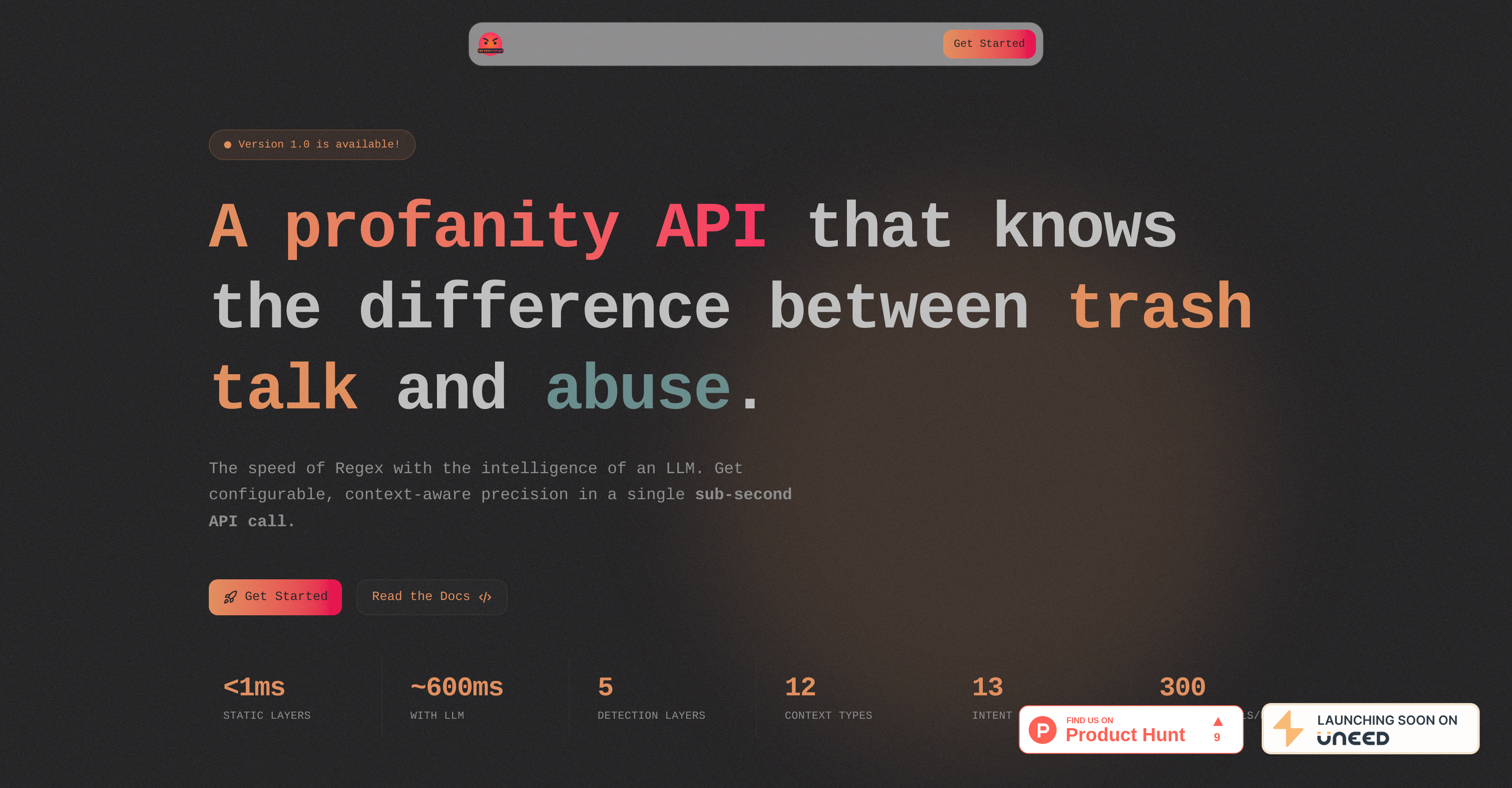 The Profanity API - Screenshot showing the interface and features of this AI tool