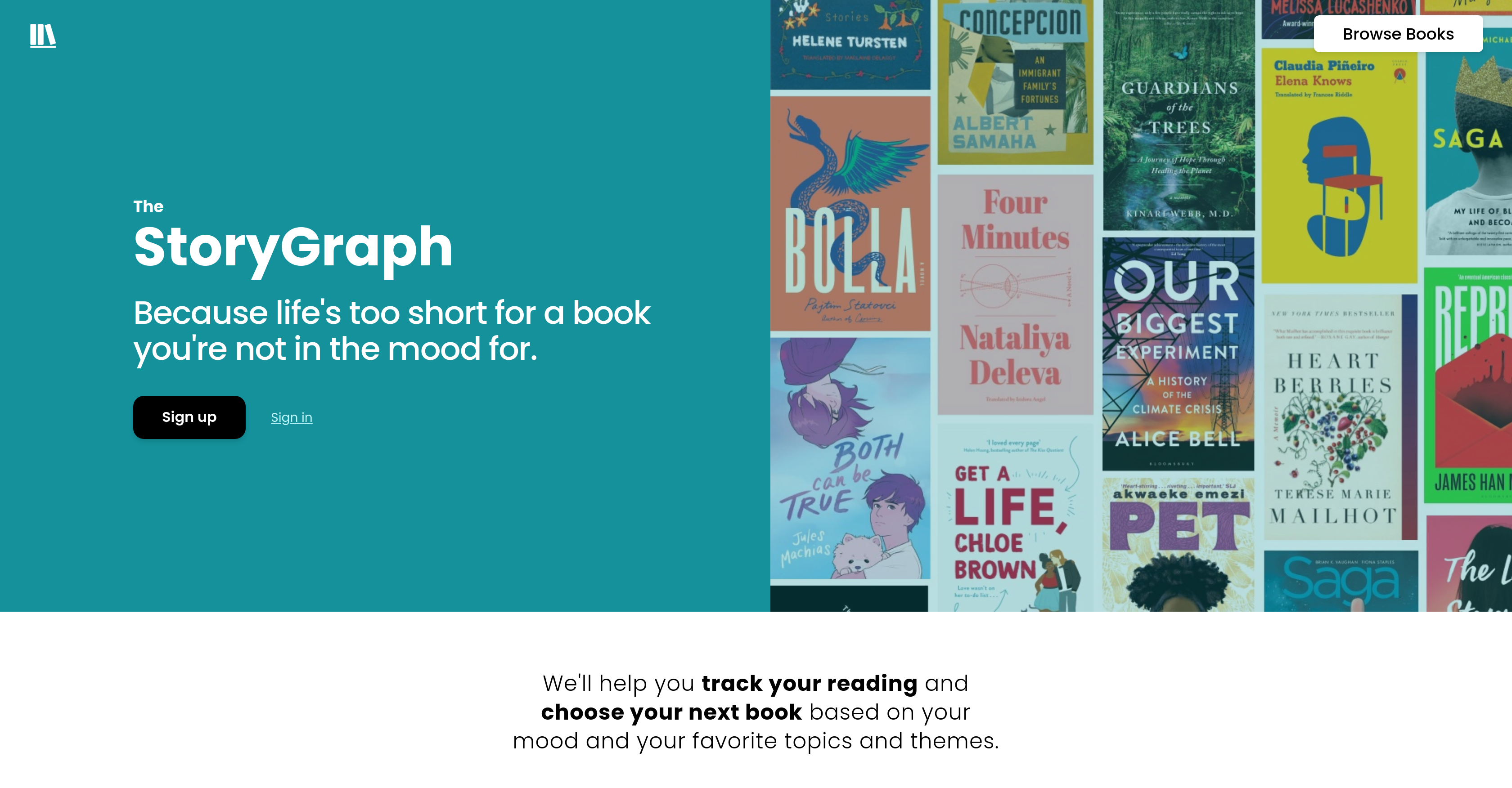 The StoryGraph - Screenshot showing the interface and features of this AI tool