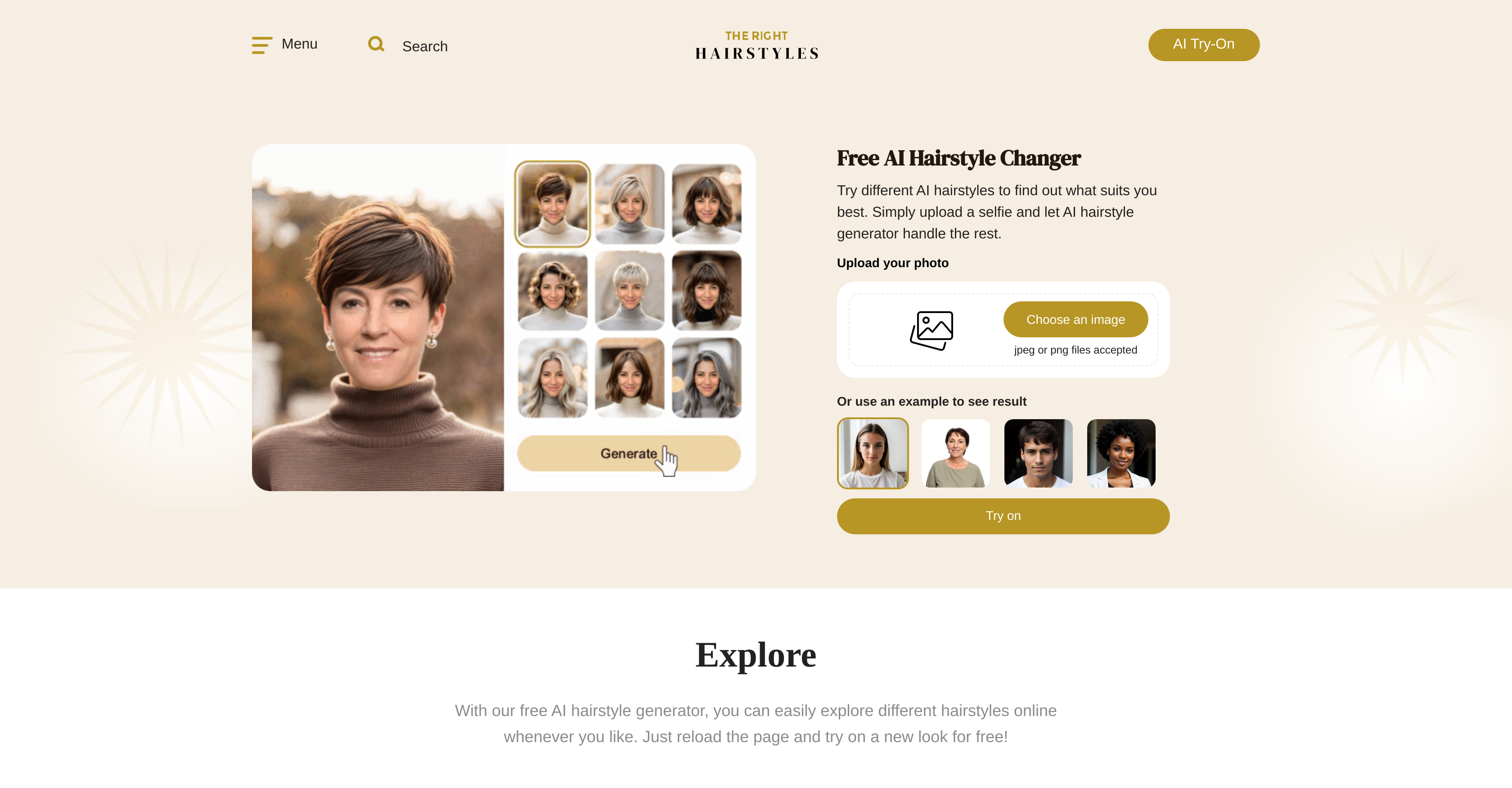 TheRightHairstyles - Screenshot showing the interface and features of this AI tool