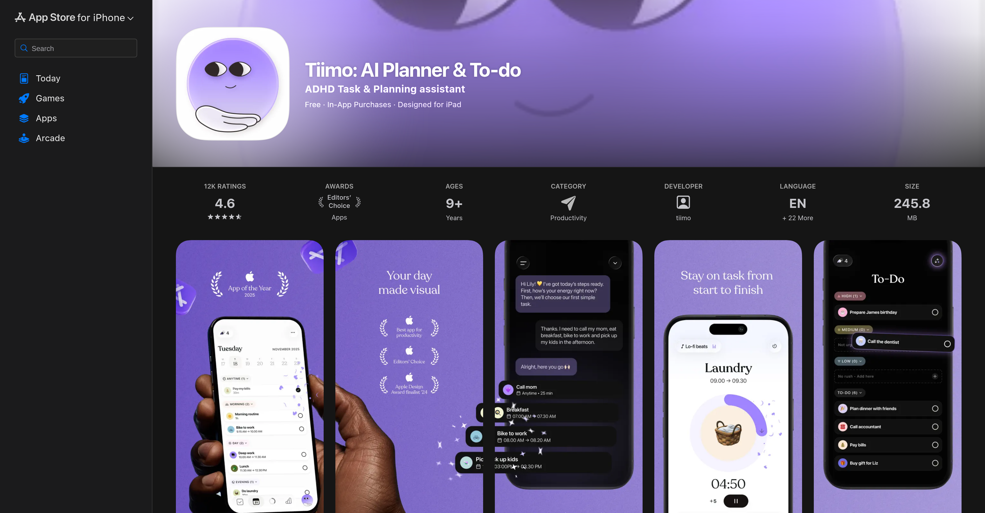 Tiimo: AI Planner & To-do - Screenshot showing the interface and features of this AI tool
