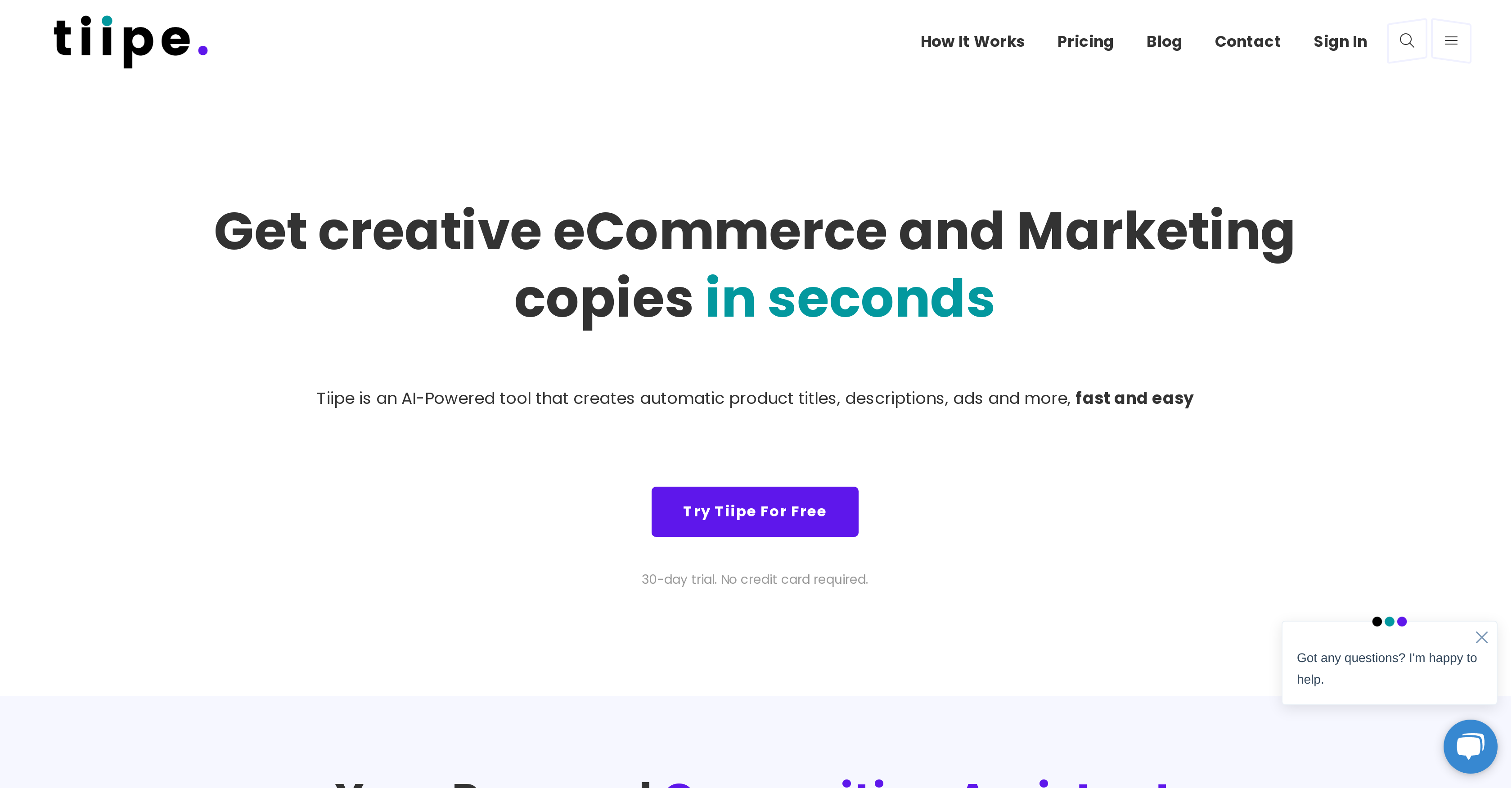 Tiipe - Screenshot showing the interface and features of this AI tool