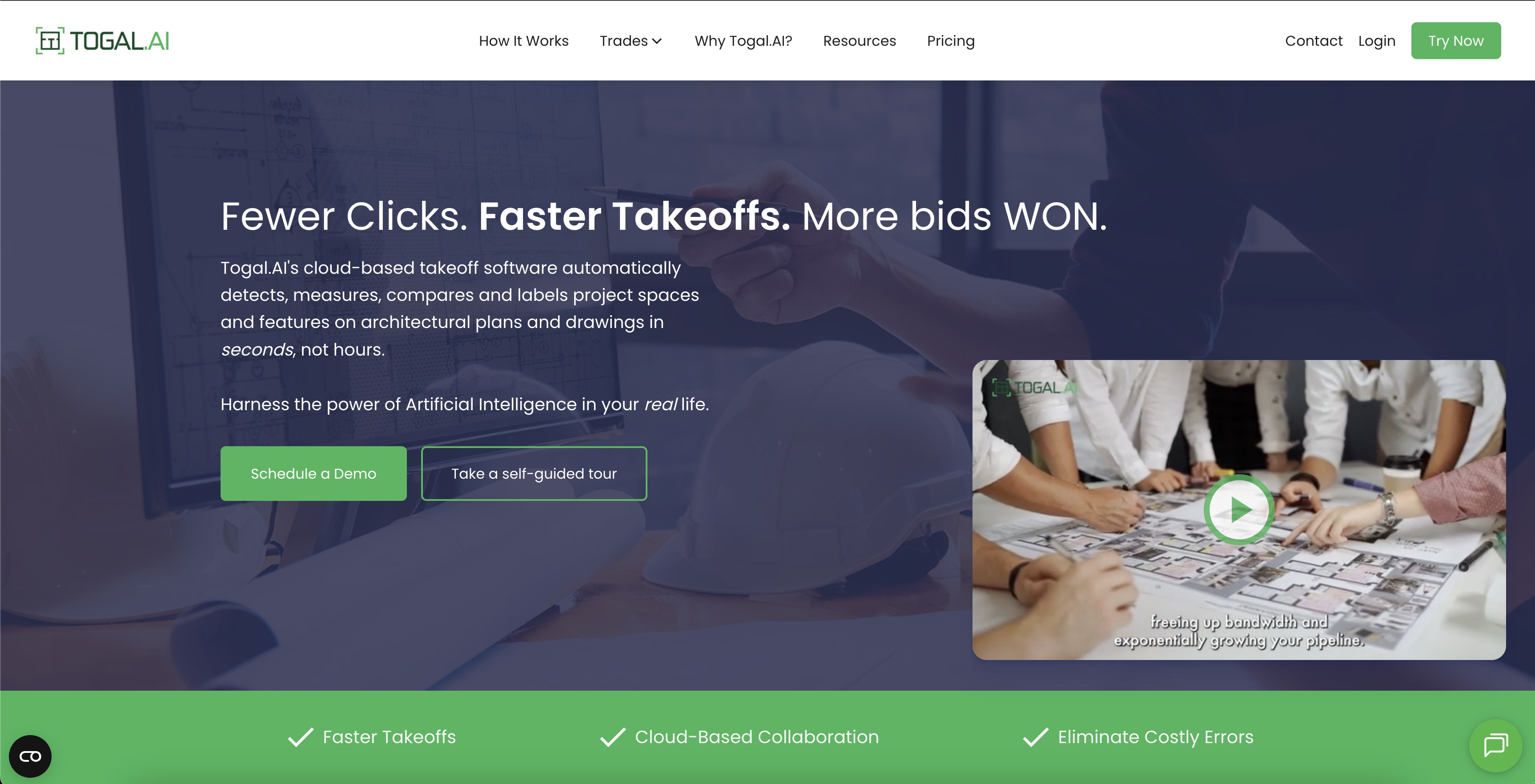 Togal - Screenshot showing the interface and features of this AI tool