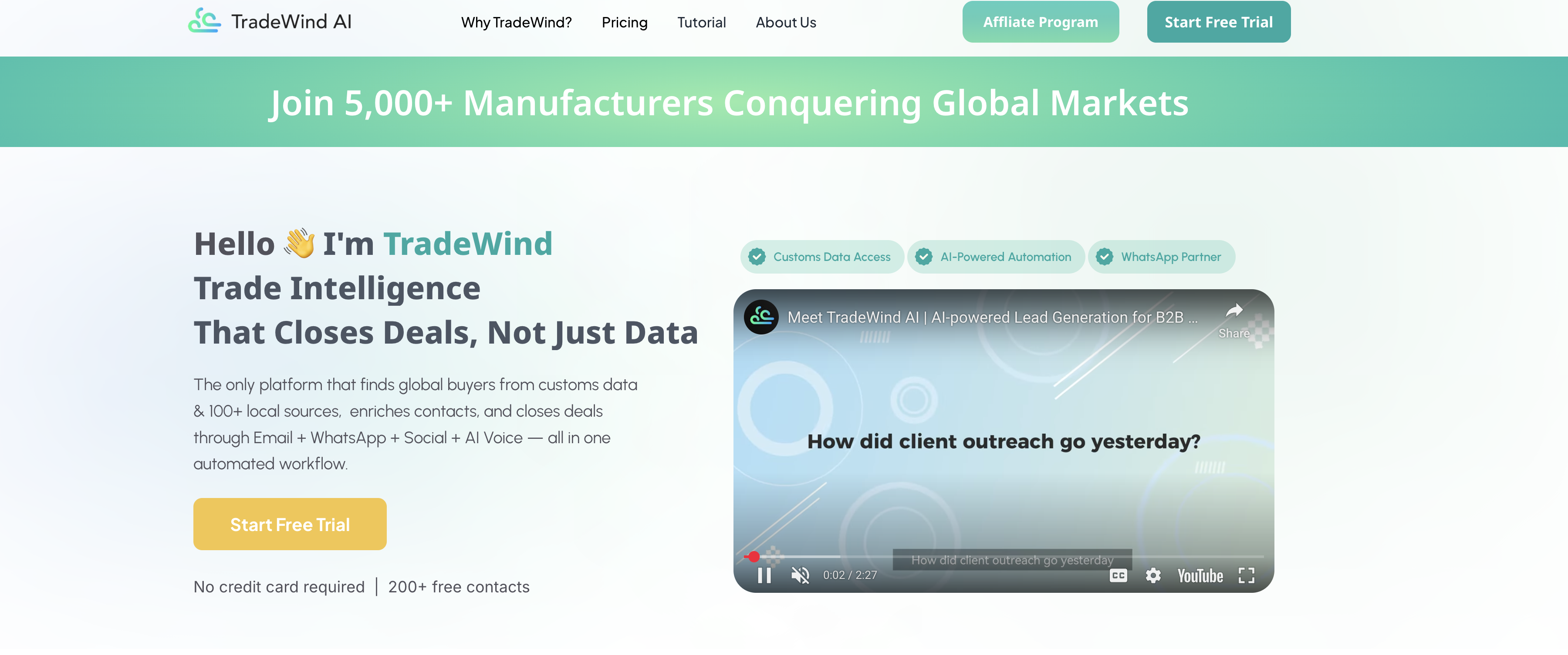 TradeWind AI - Screenshot showing the interface and features of this AI tool