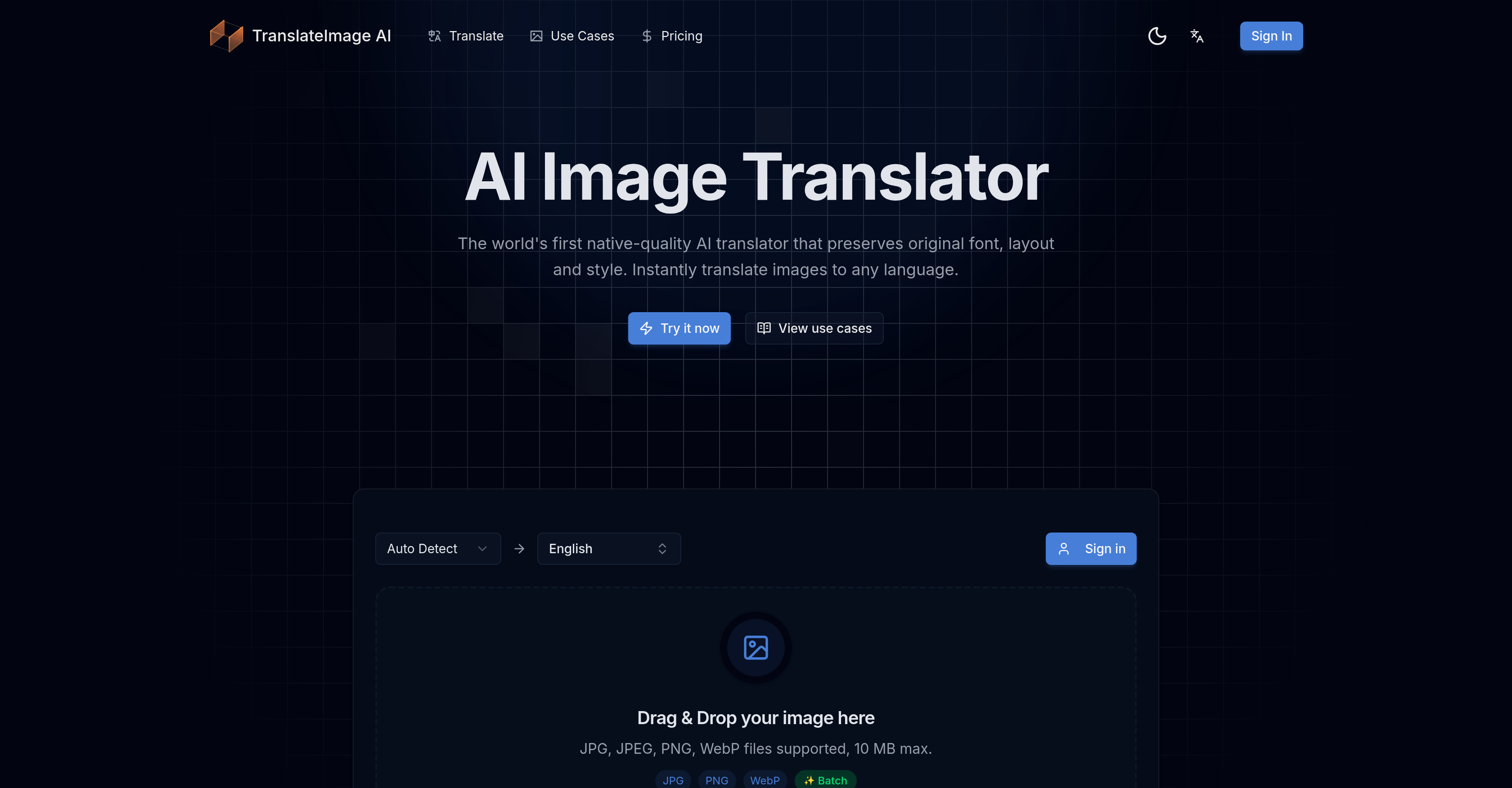 TranslateImage AI - Screenshot showing the interface and features of this AI tool