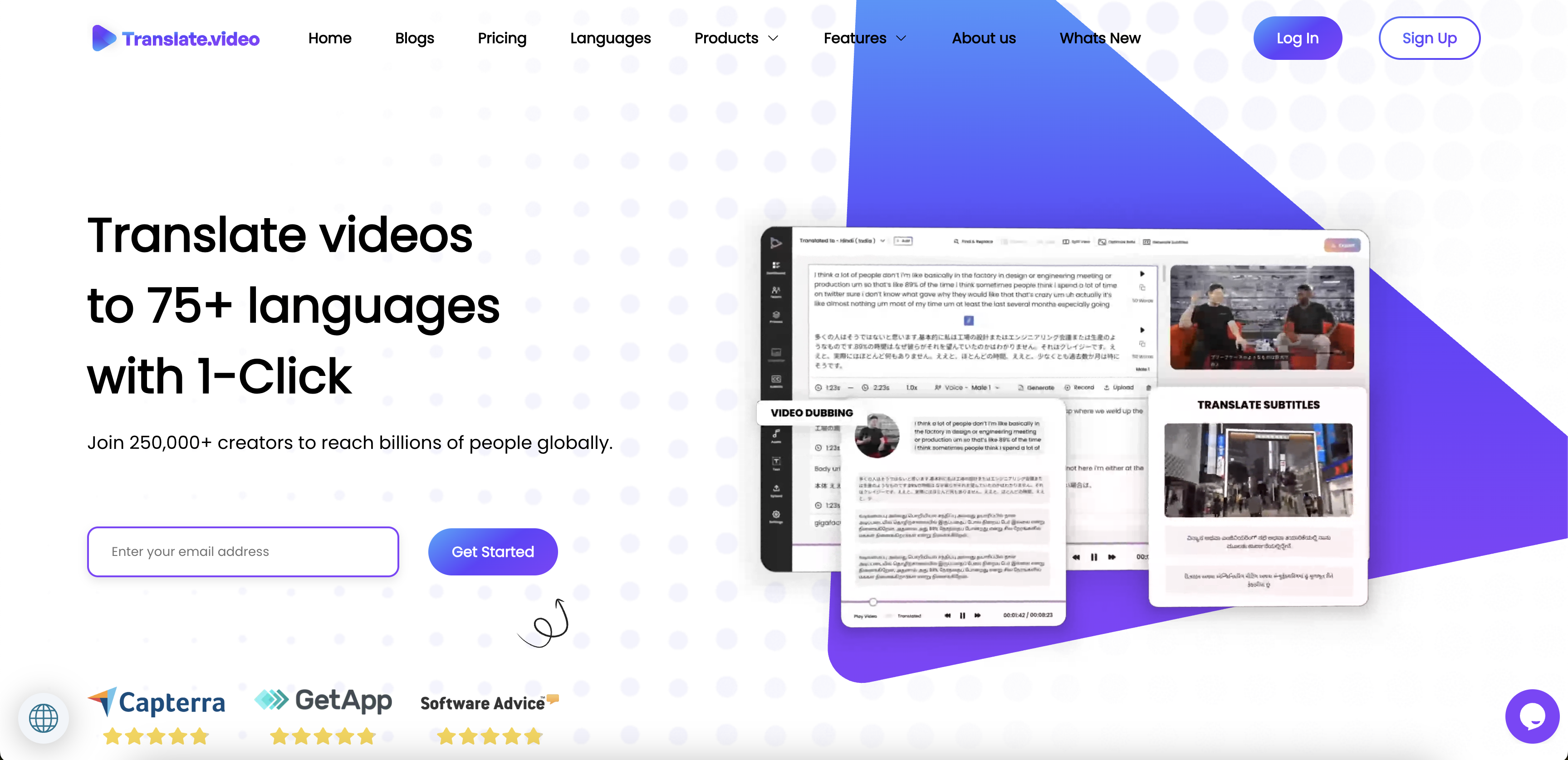 TranslateVideo - Screenshot showing the interface and features of this AI tool