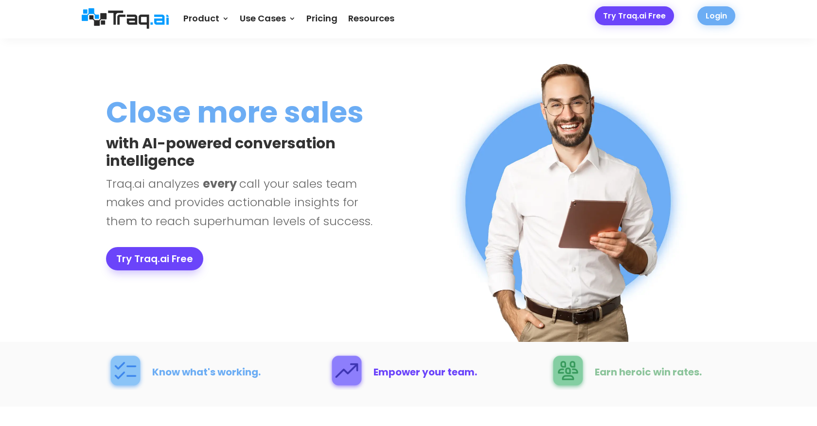 Traq.ai - Screenshot showing the interface and features of this AI tool