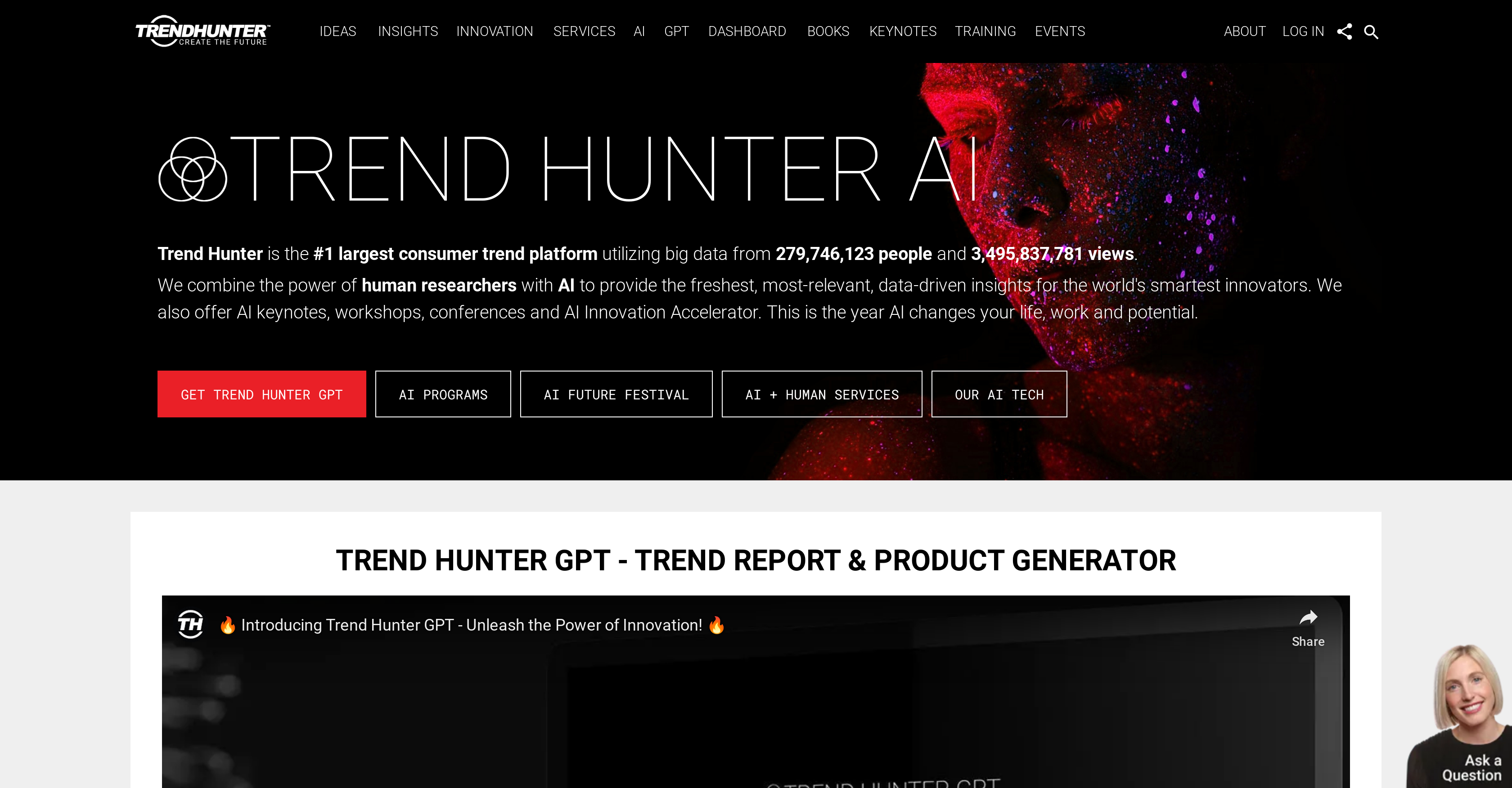 Trend Hunter - Screenshot showing the interface and features of this AI tool
