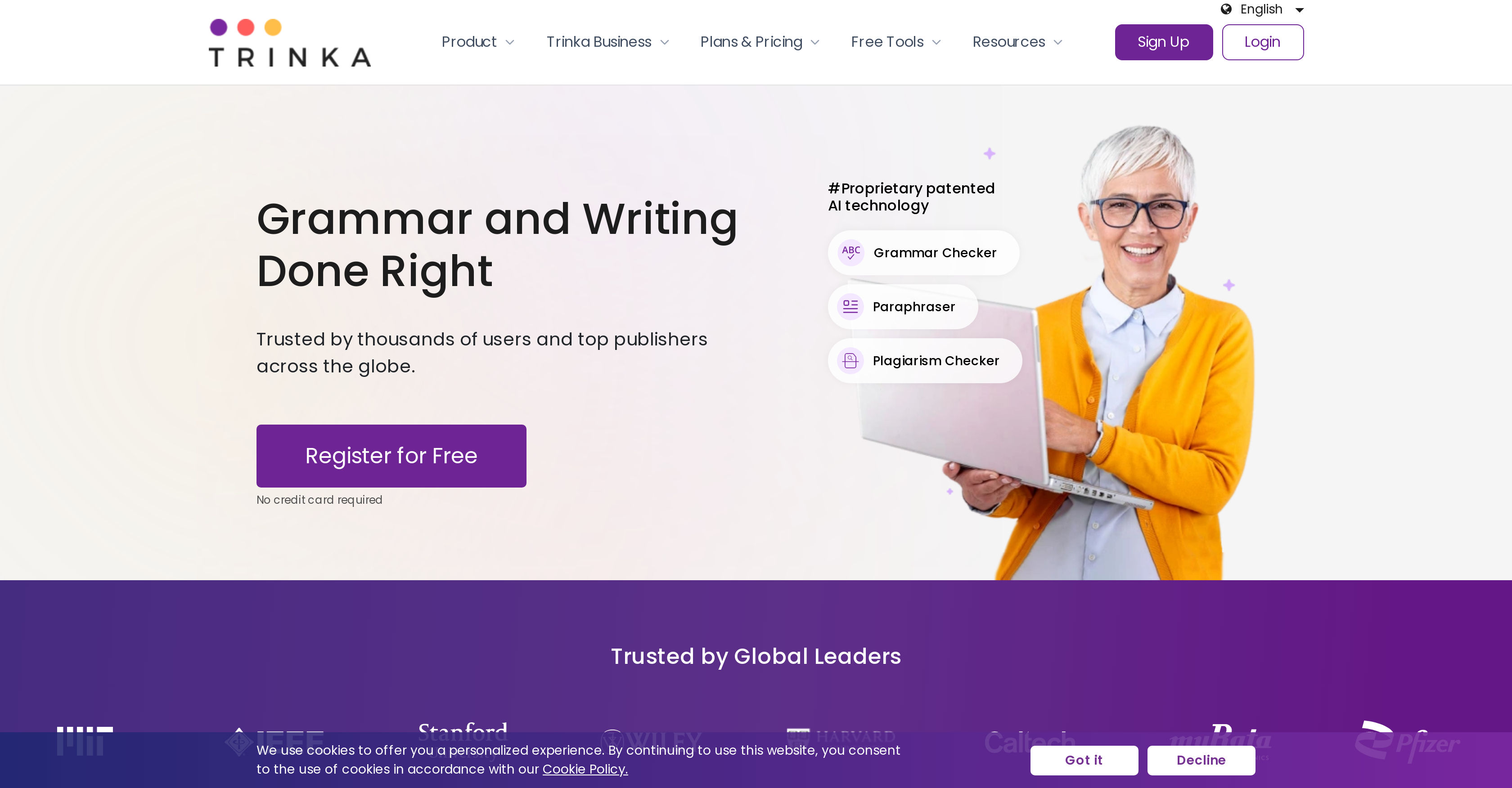 Trinka AI - Screenshot showing the interface and features of this AI tool