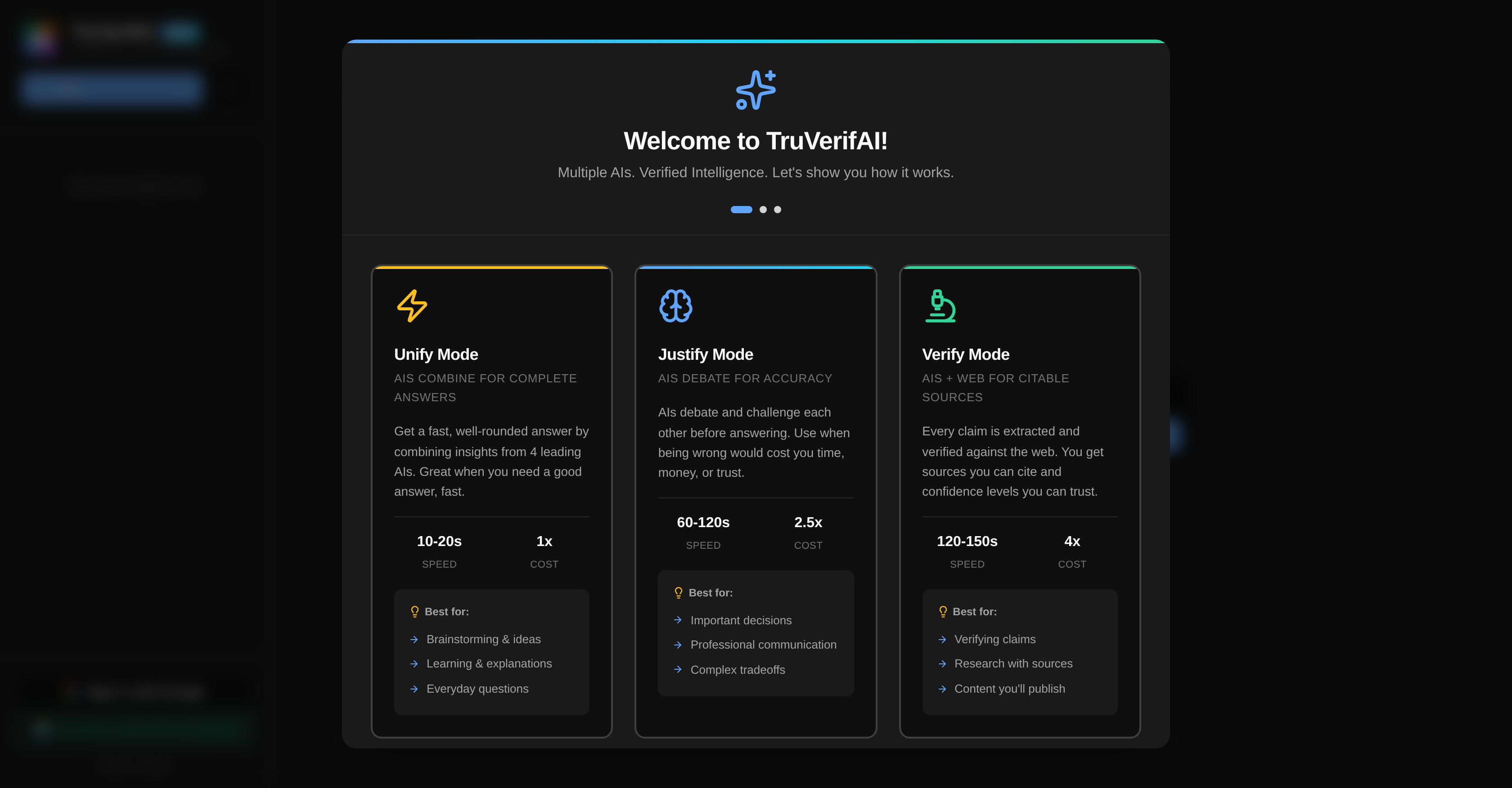 TruVerifAI - Screenshot showing the interface and features of this AI tool