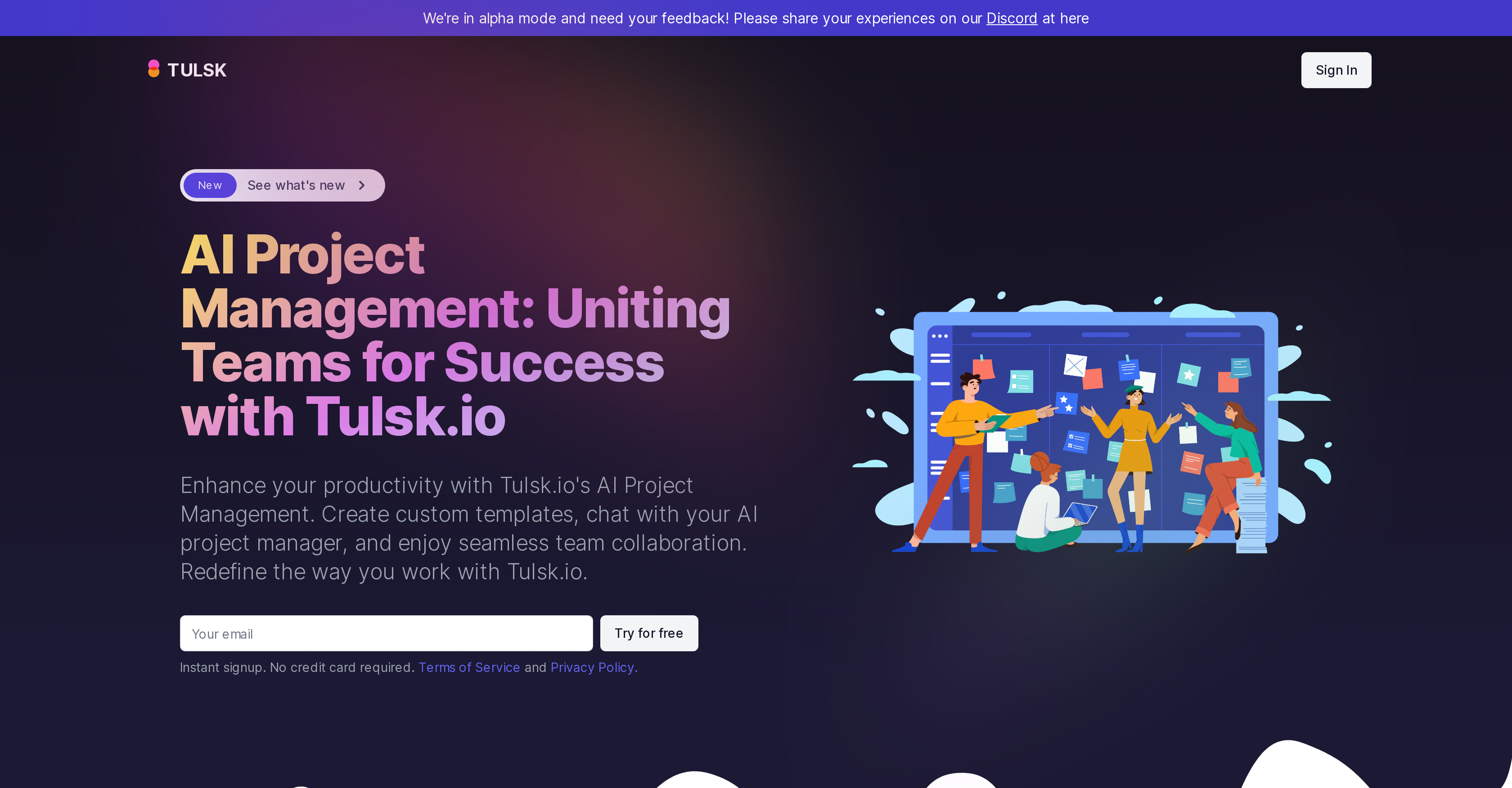 Tulsk - Screenshot showing the interface and features of this AI tool