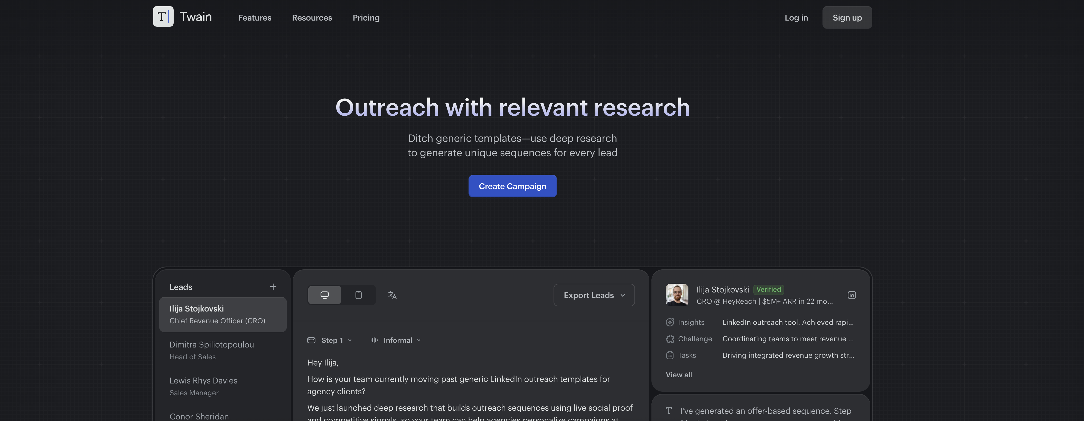 Twain - Screenshot showing the interface and features of this AI tool