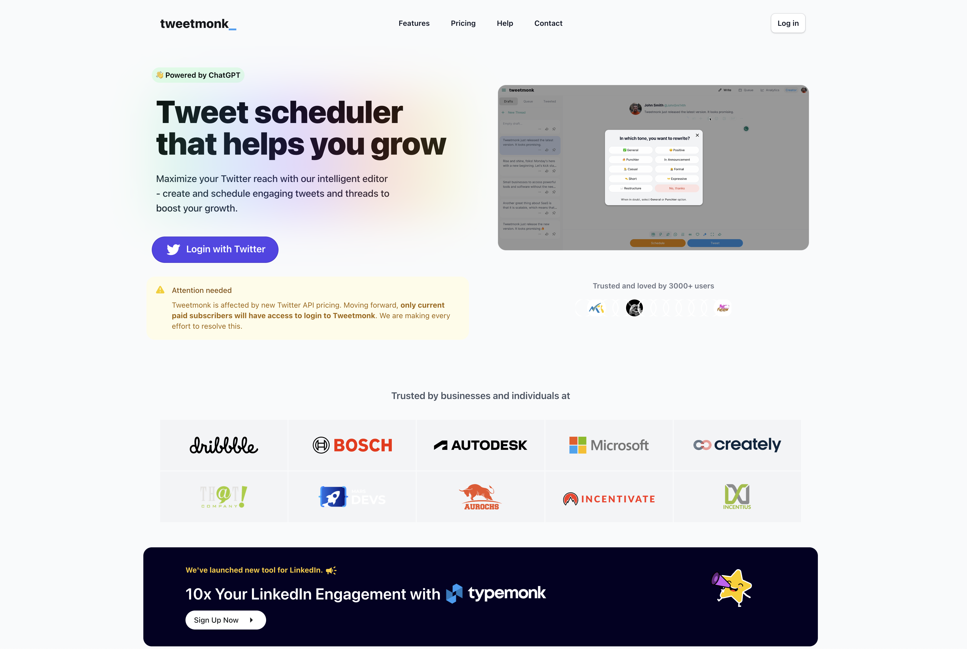 Tweetmonk - Screenshot showing the interface and features of this AI tool