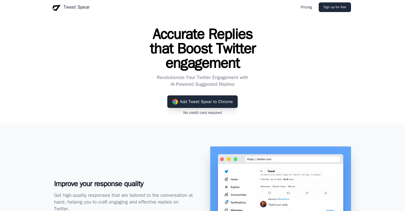 Tweetspear - Screenshot showing the interface and features of this AI tool