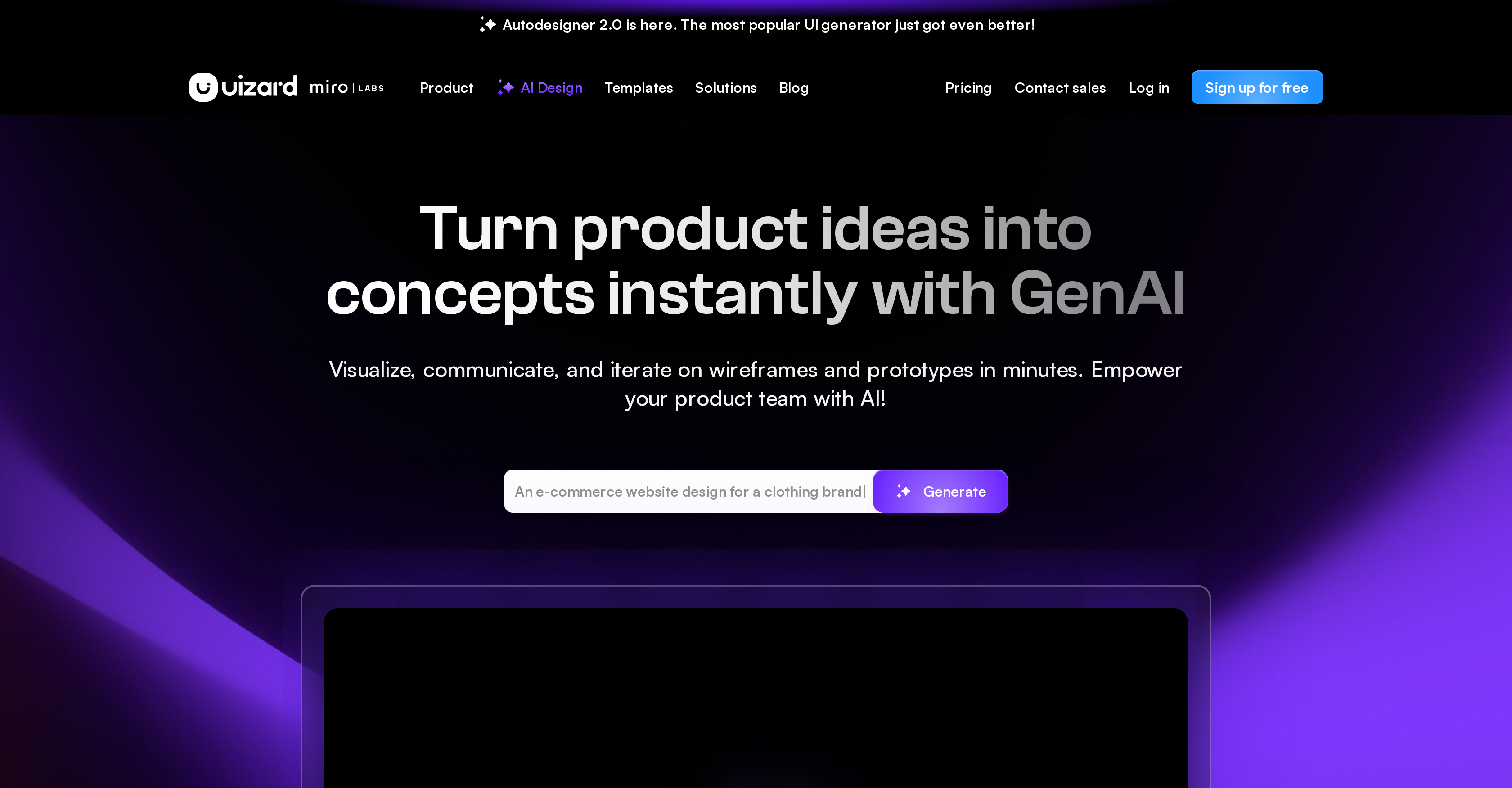 Uizard - Screenshot showing the interface and features of this AI tool