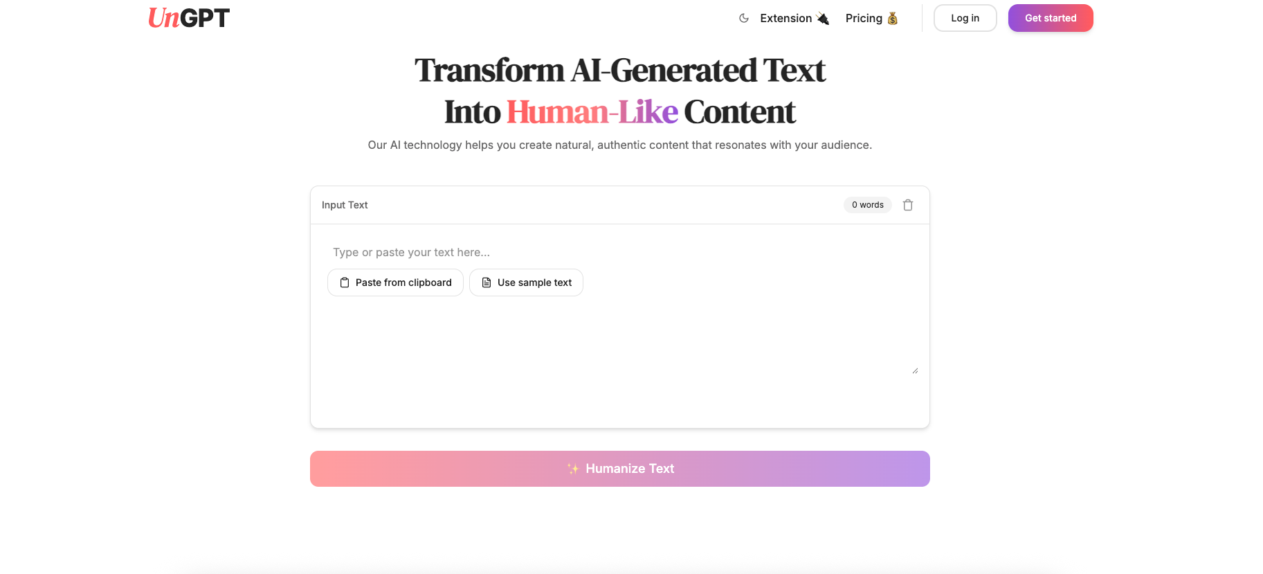 UnGPT - Screenshot showing the interface and features of this AI tool