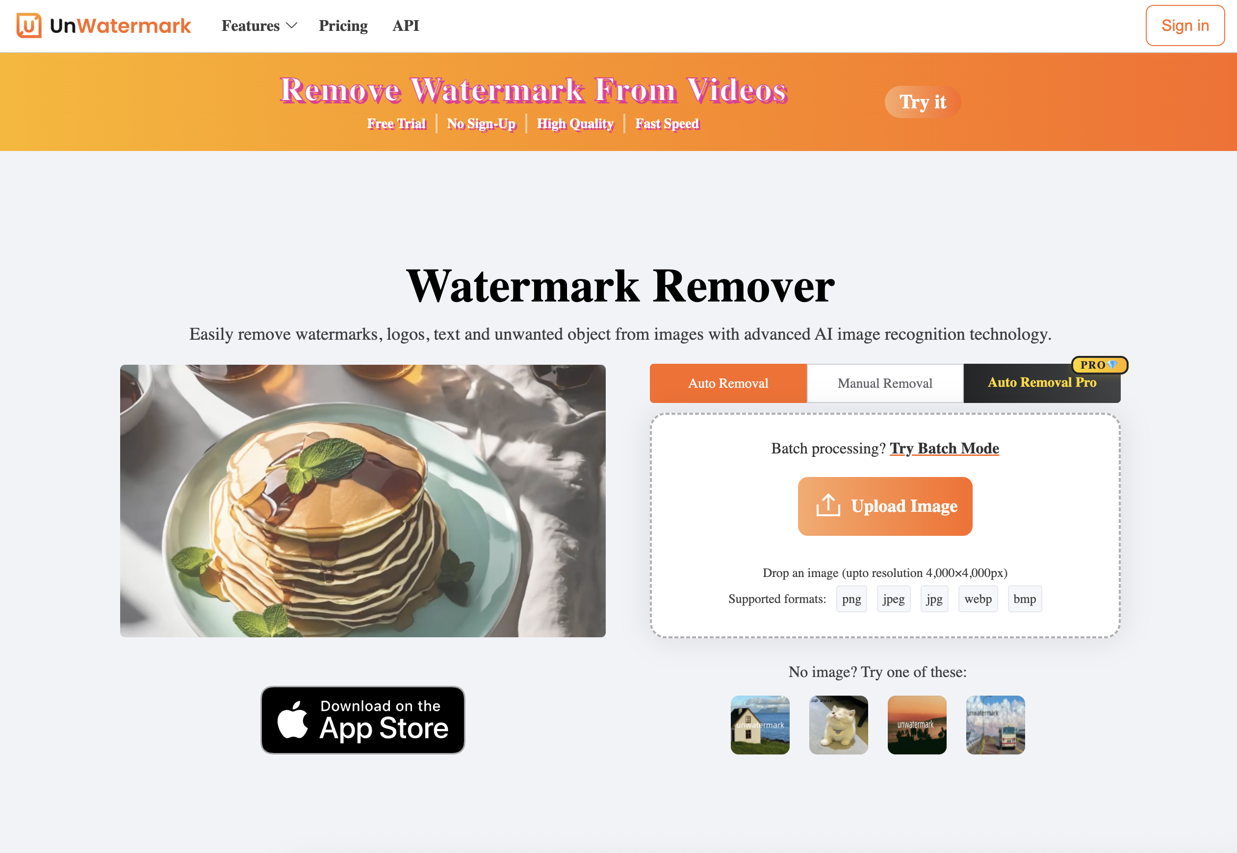 Unwatermark AI - Screenshot showing the interface and features of this AI tool