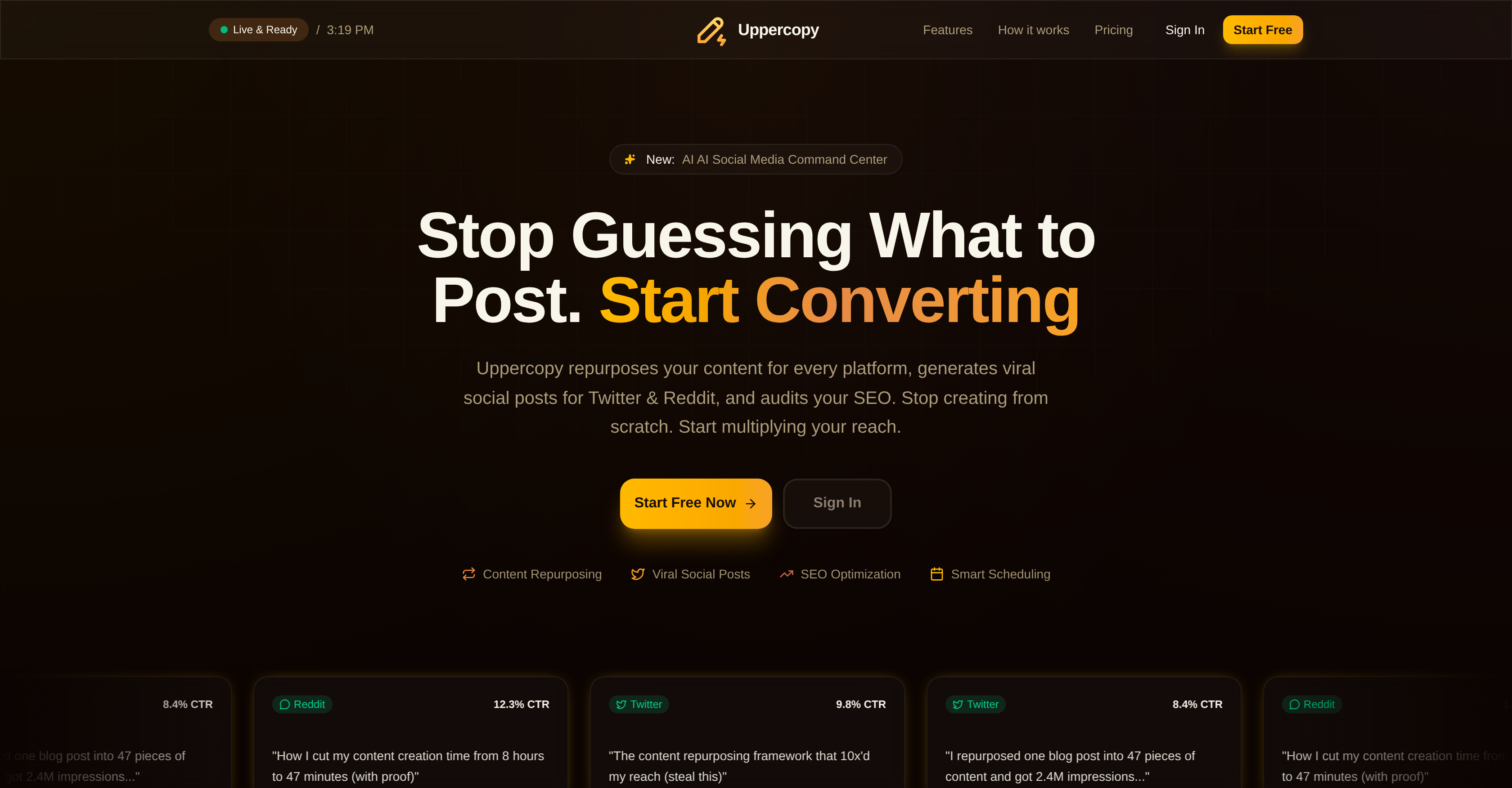 Uppercopy - Screenshot showing the interface and features of this AI tool