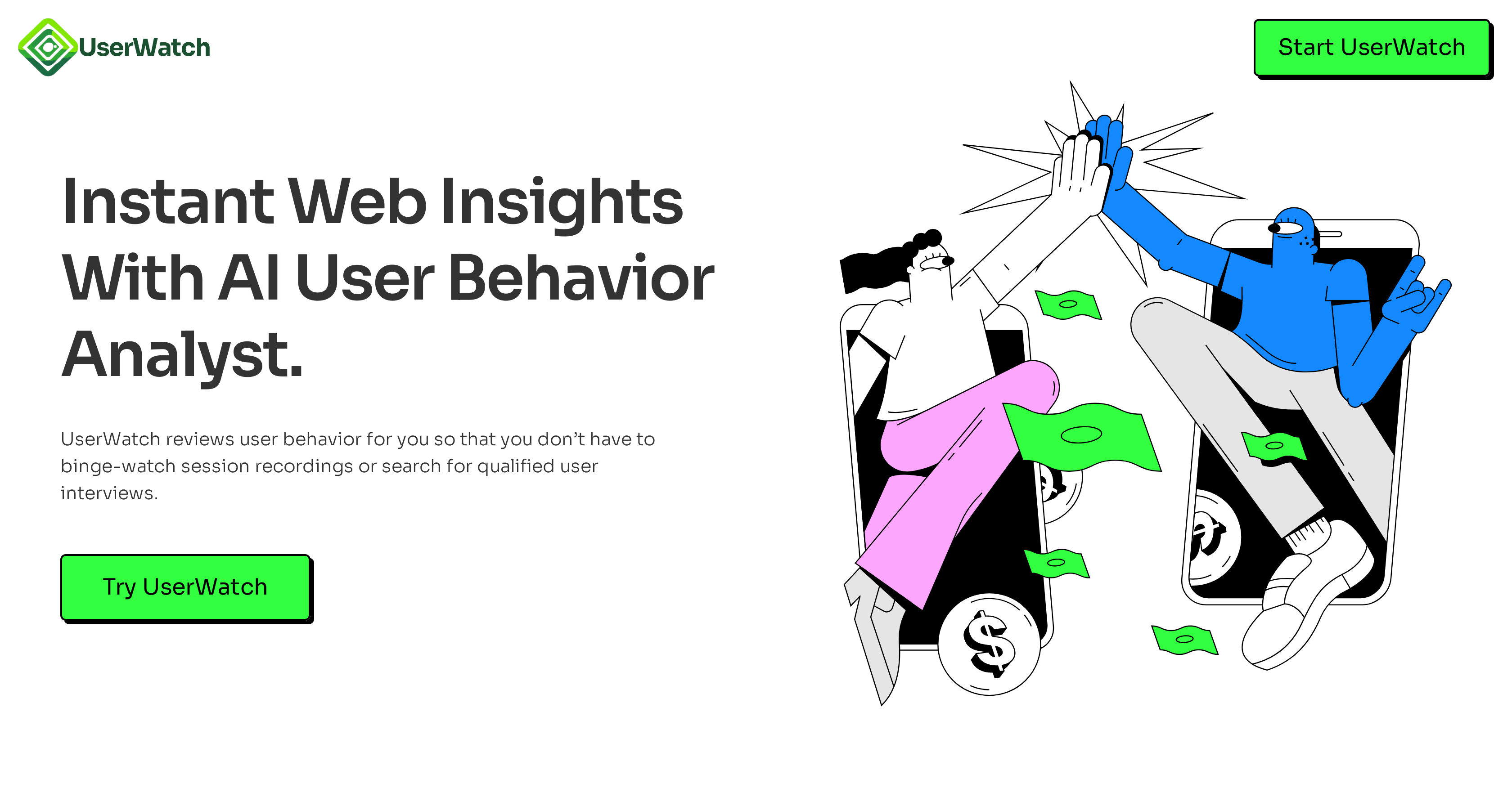UserWatch - Screenshot showing the interface and features of this AI tool