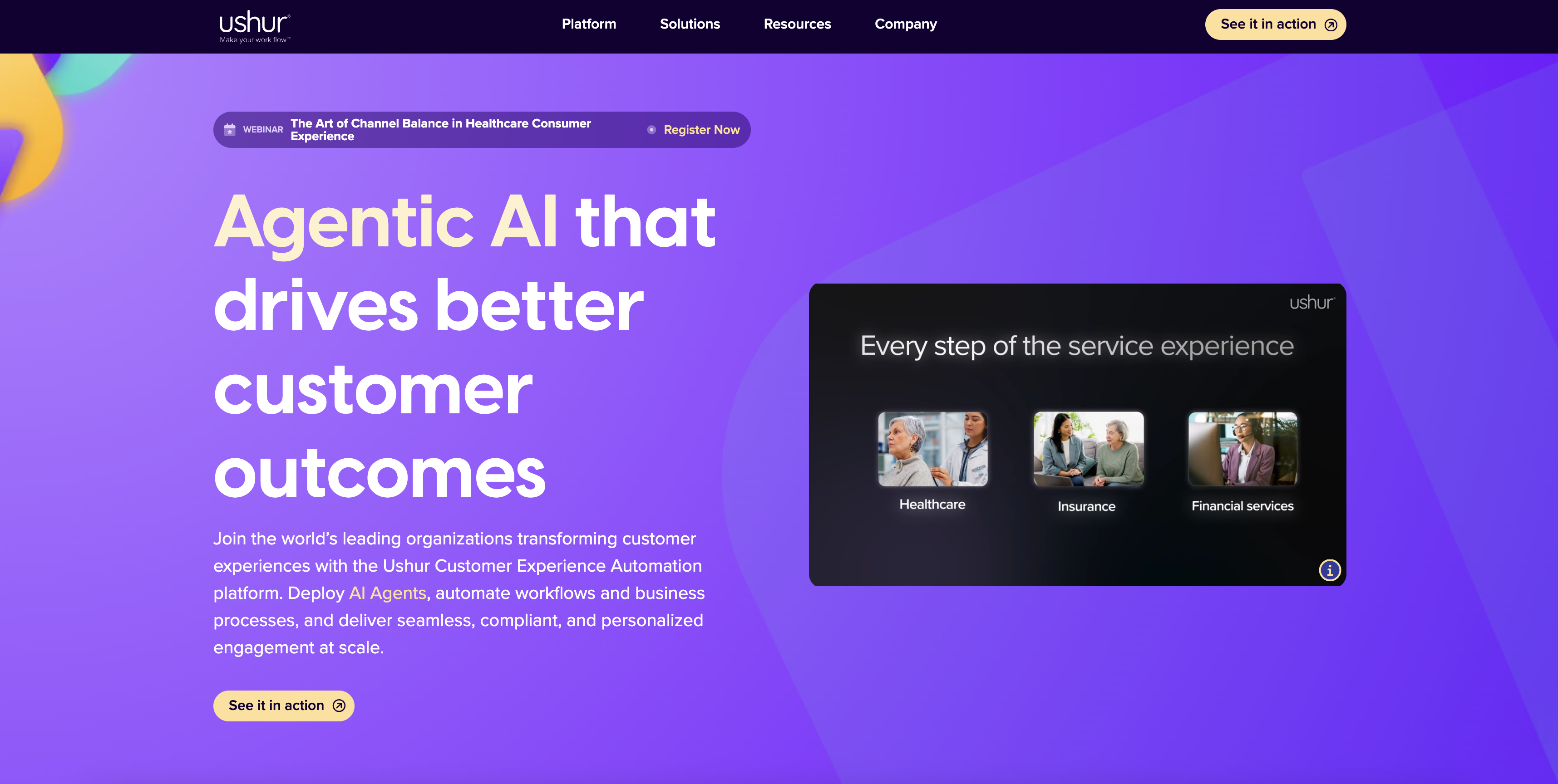 Ushur - Screenshot showing the interface and features of this AI tool