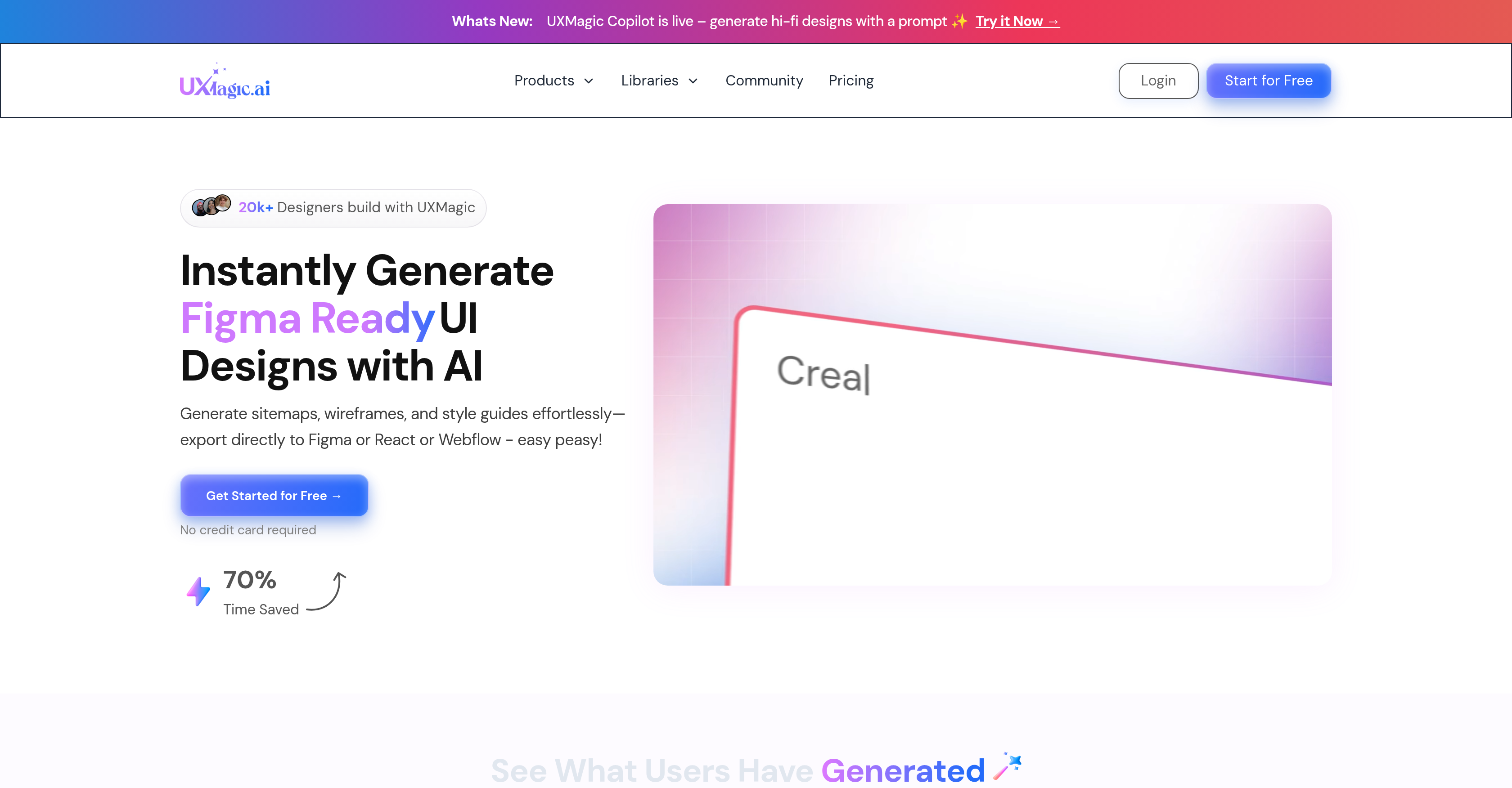 UXMagic AI - Screenshot showing the interface and features of this AI tool