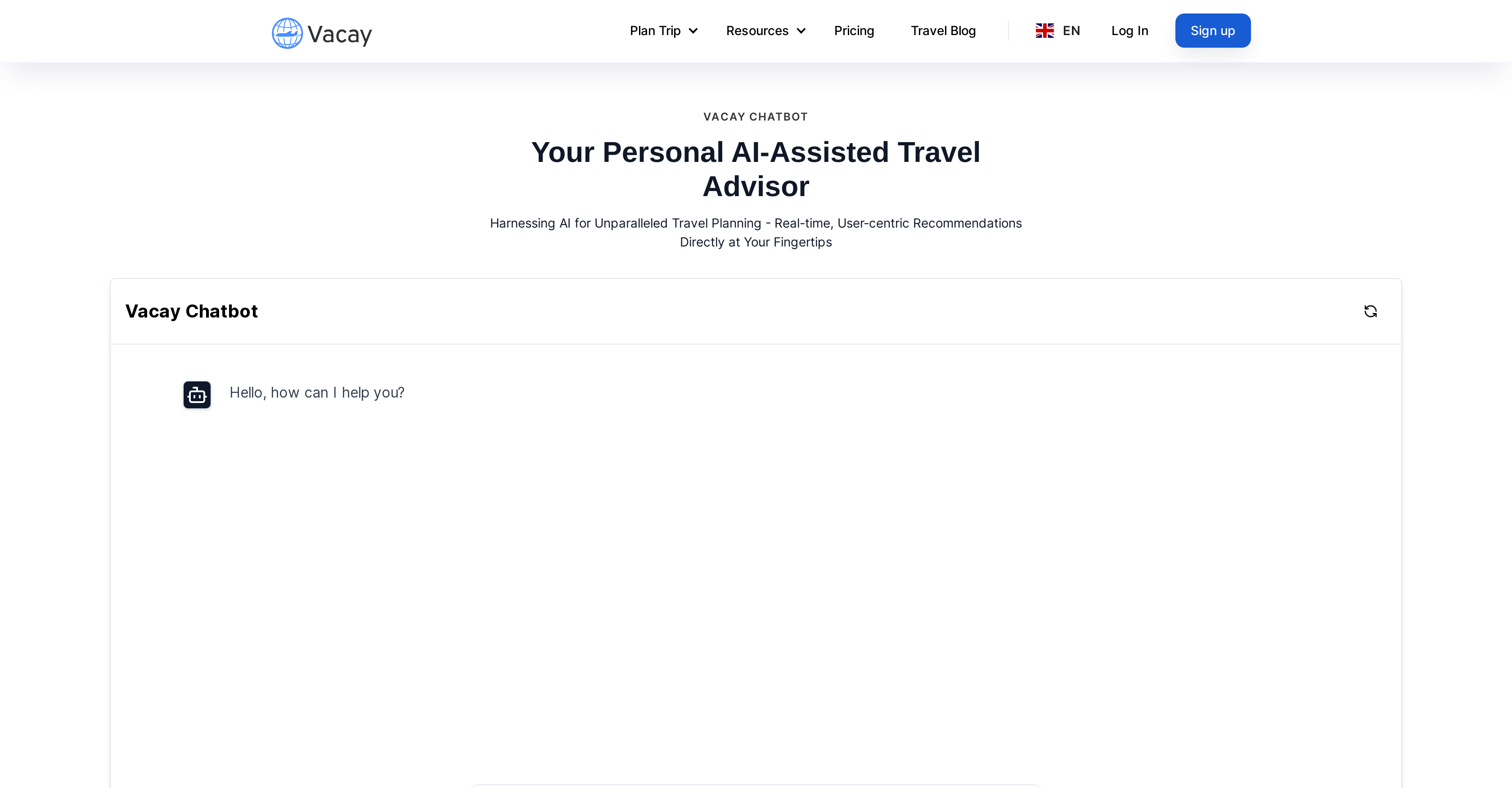 Vacay - Screenshot showing the interface and features of this AI tool