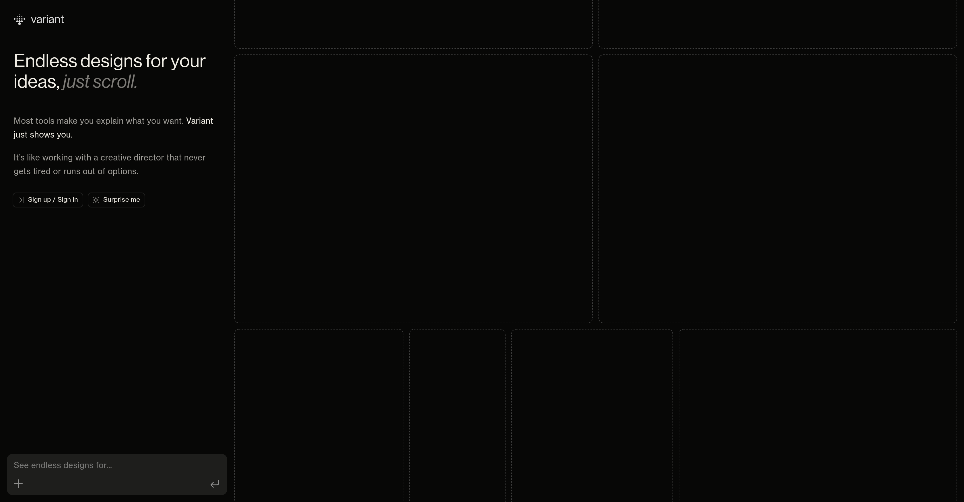 Variant - Screenshot showing the interface and features of this AI tool