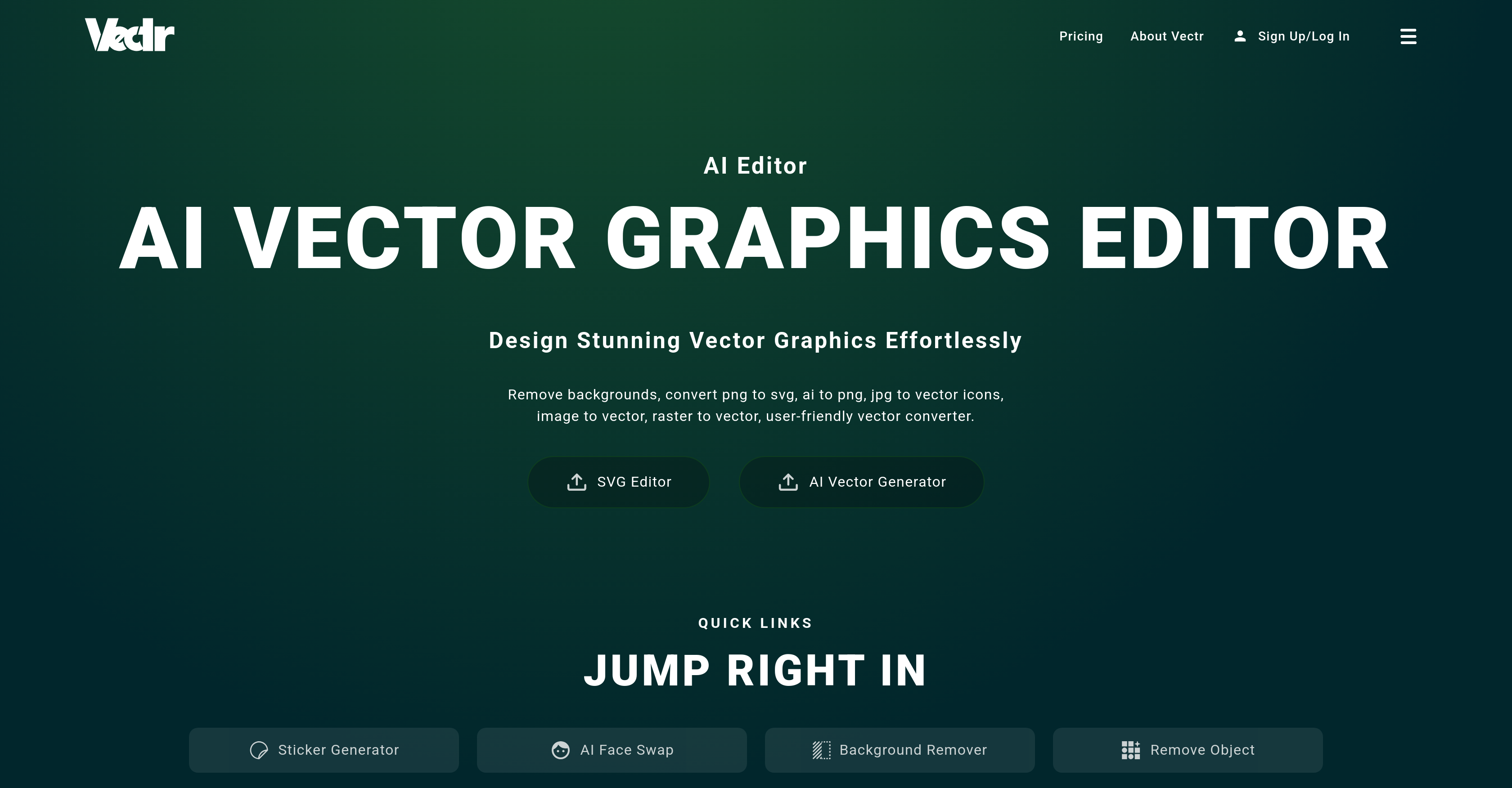 Vectr - Screenshot showing the interface and features of this AI tool