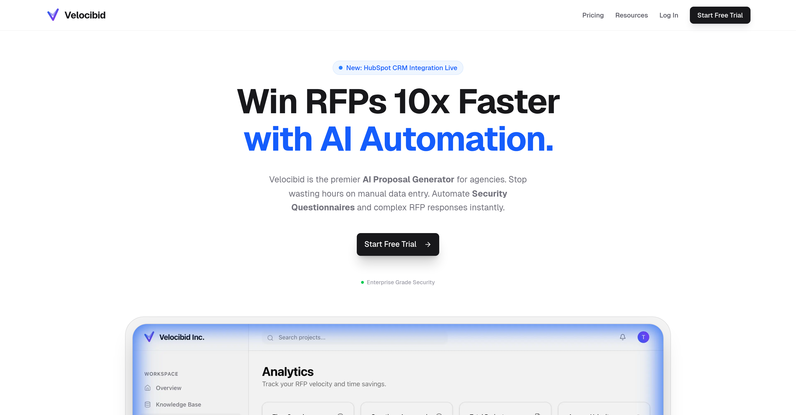 Velocibid - Screenshot showing the interface and features of this AI tool