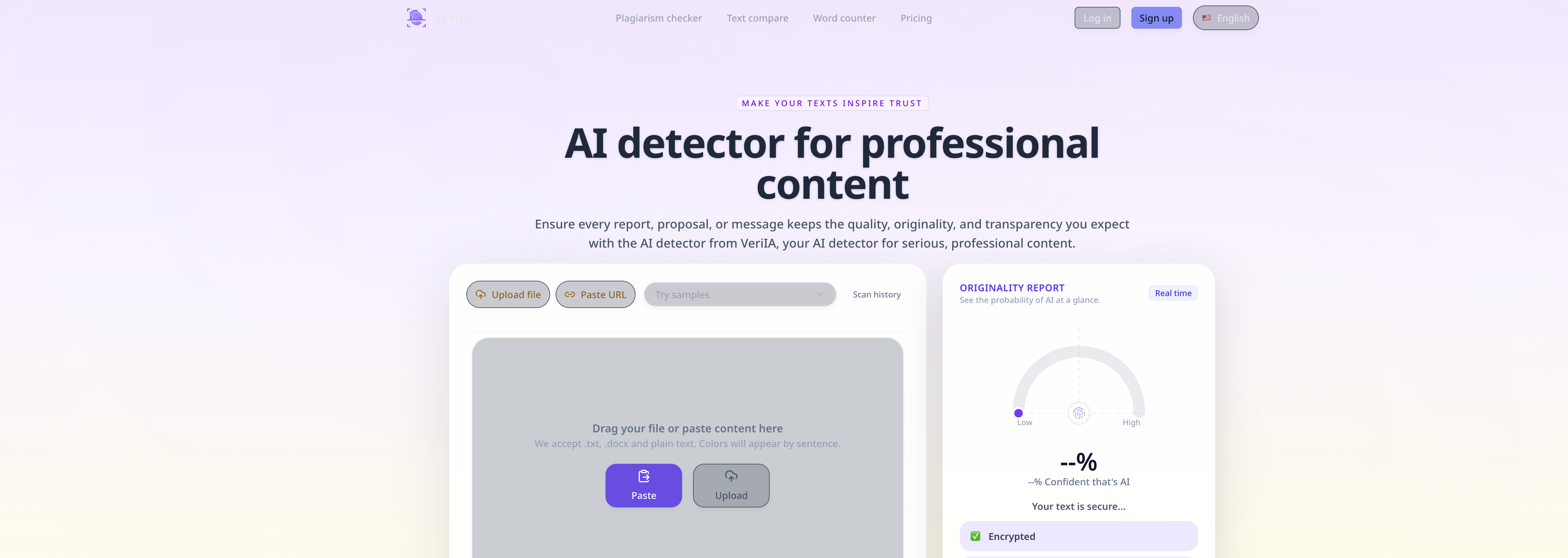 VeriIA - Screenshot showing the interface and features of this AI tool