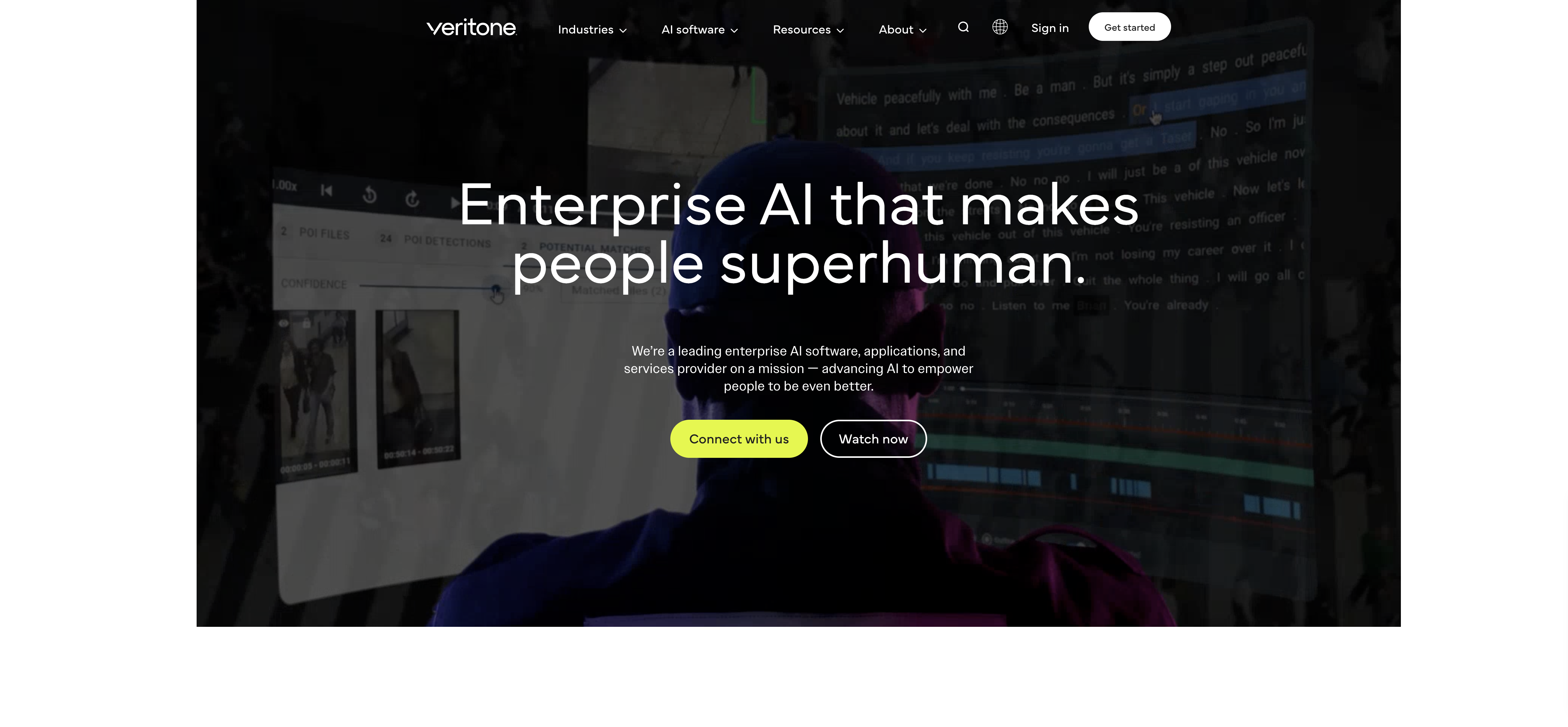 Veritone - Screenshot showing the interface and features of this AI tool