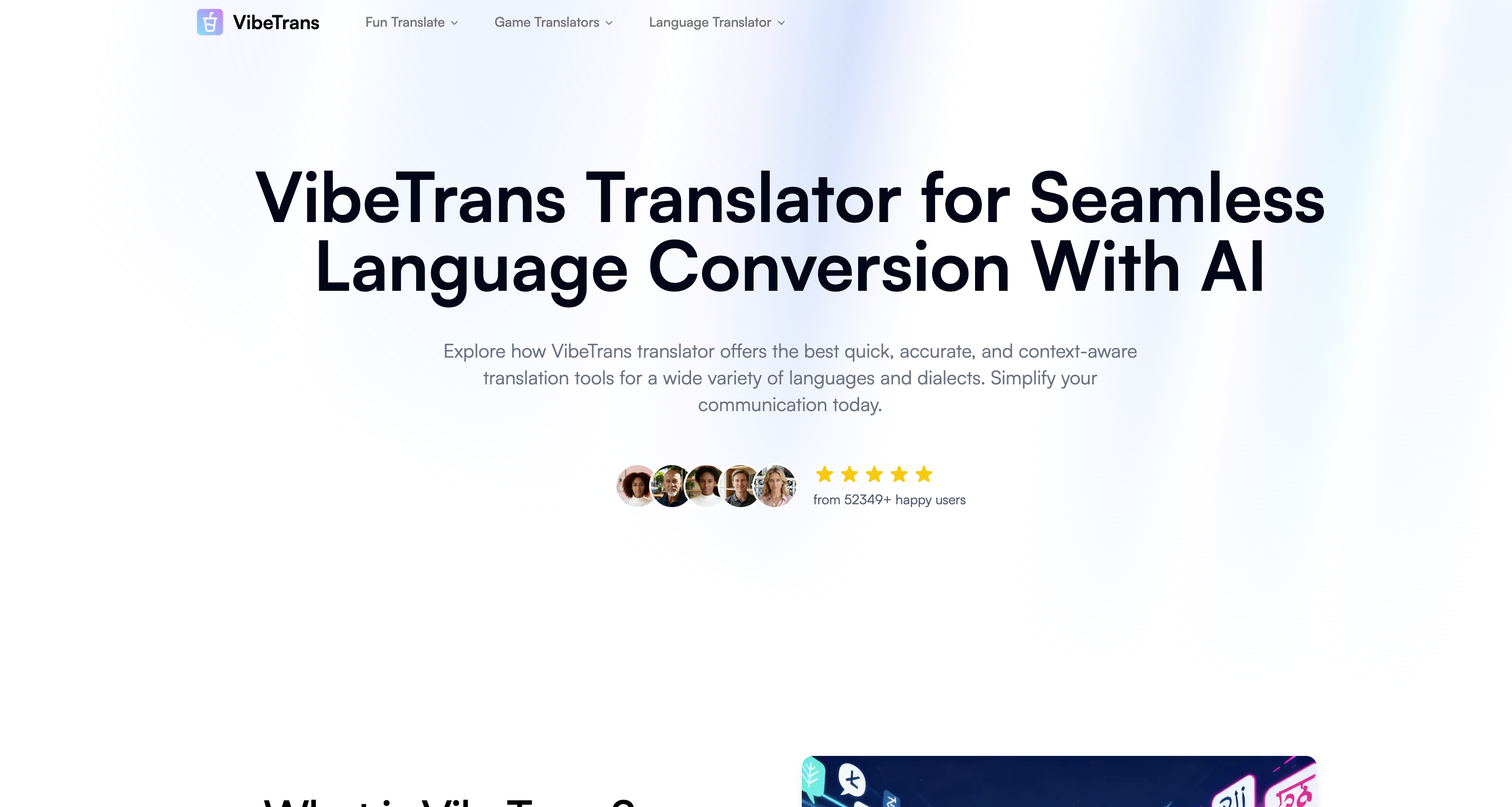 VibeTrans - Screenshot showing the interface and features of this AI tool