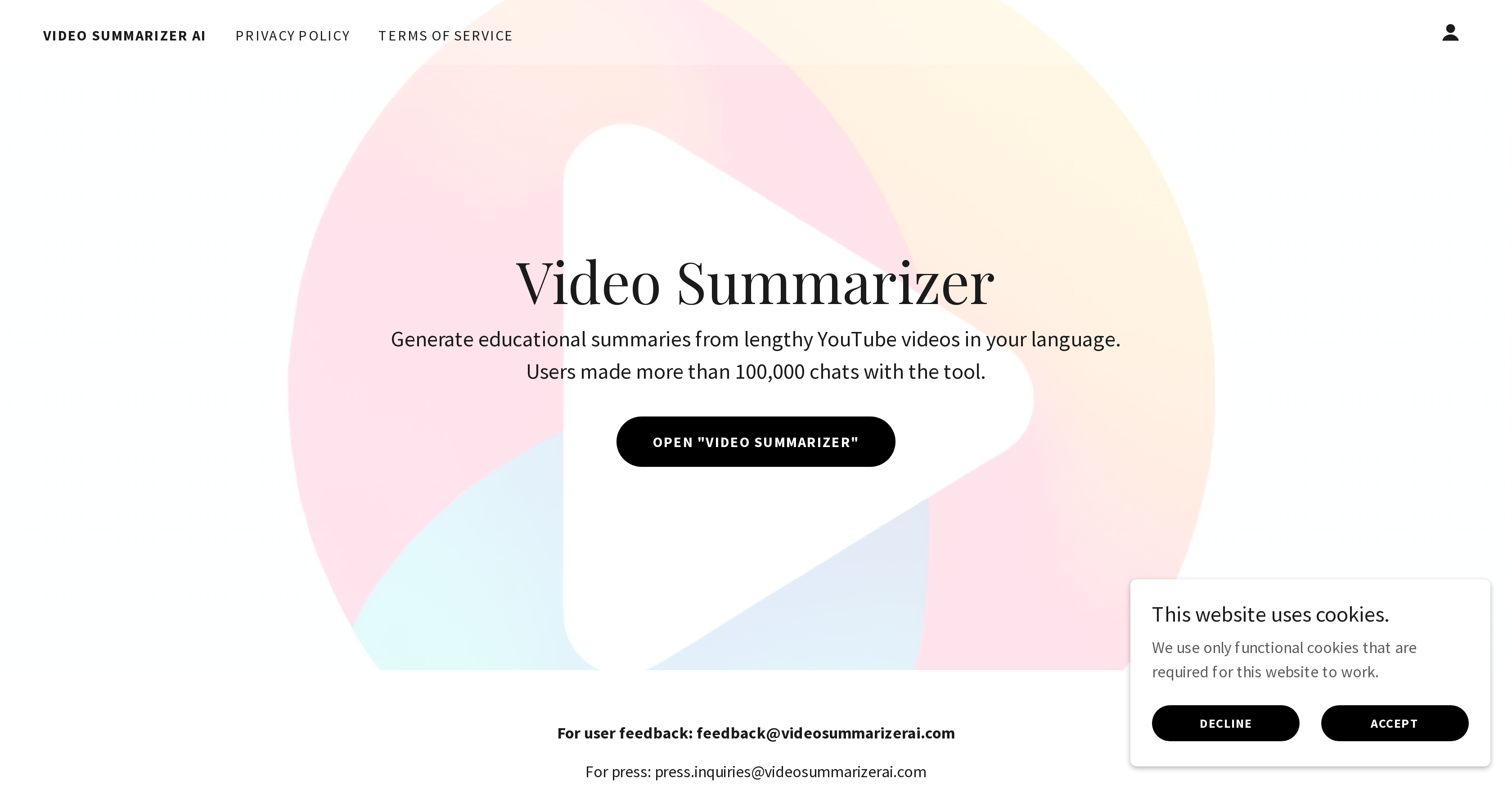 Video Summarizer AI - Screenshot showing the interface and features of this AI tool