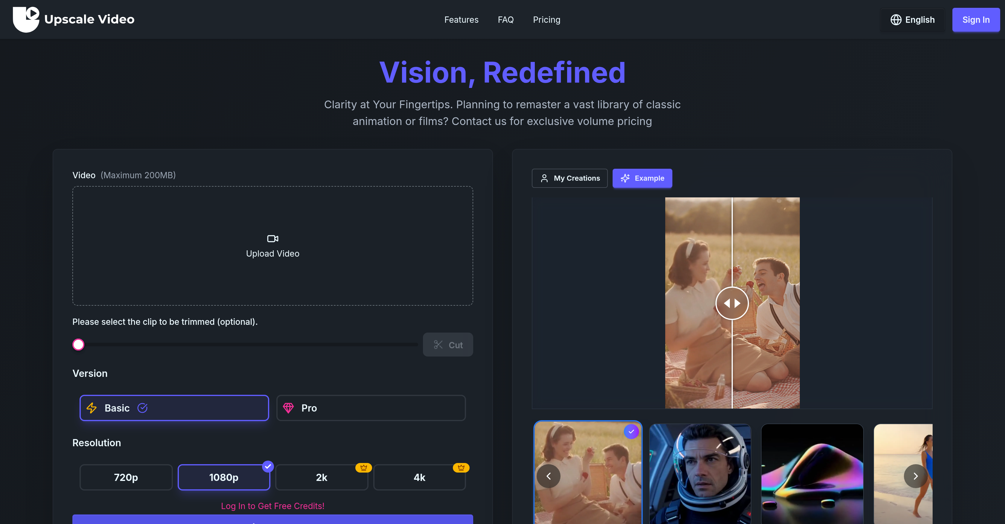 VideoUpscaler.net - Screenshot showing the interface and features of this AI tool
