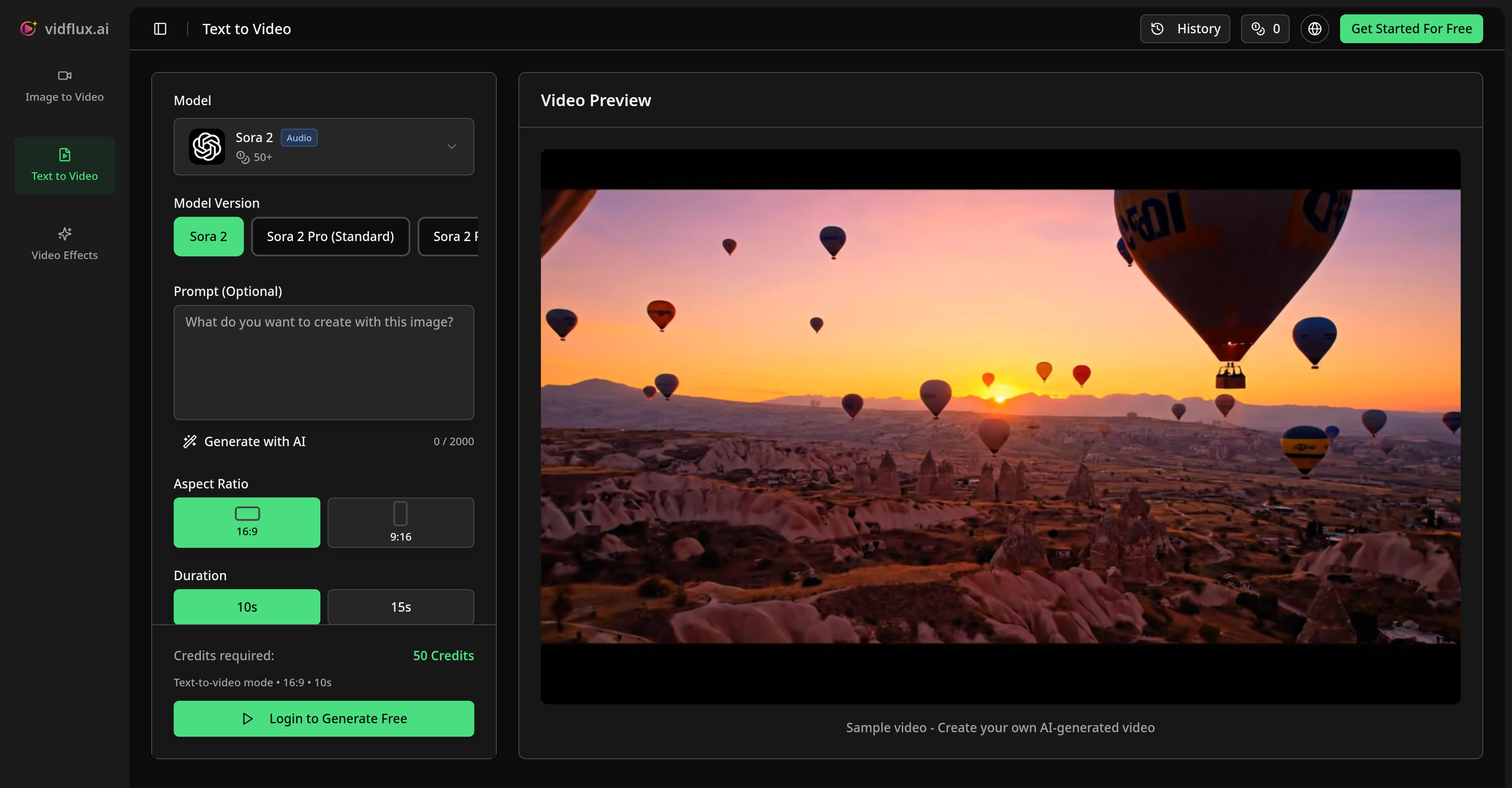 VidFlux AI | Text to Video - Screenshot showing the interface and features of this AI tool