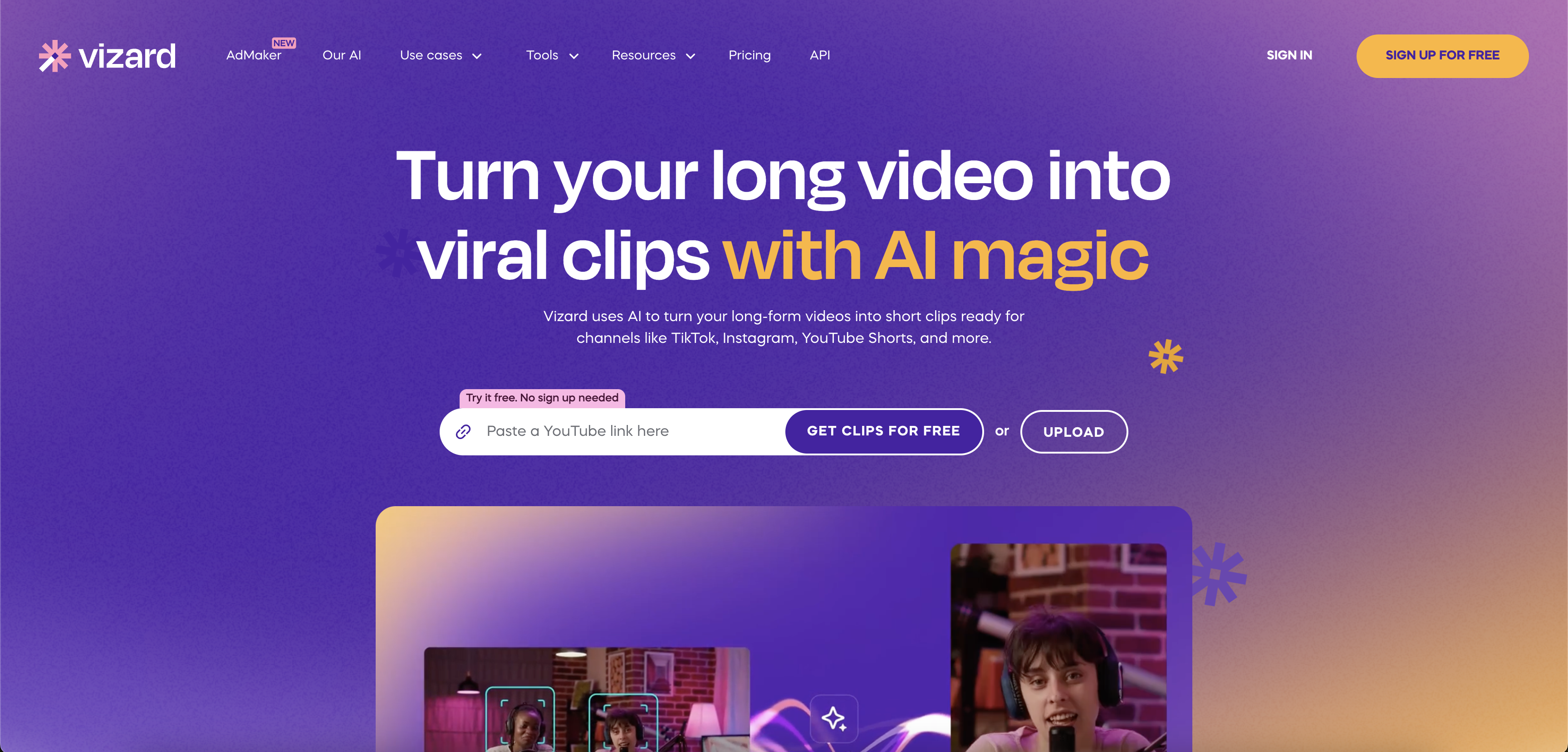 Vizard - Screenshot showing the interface and features of this AI tool