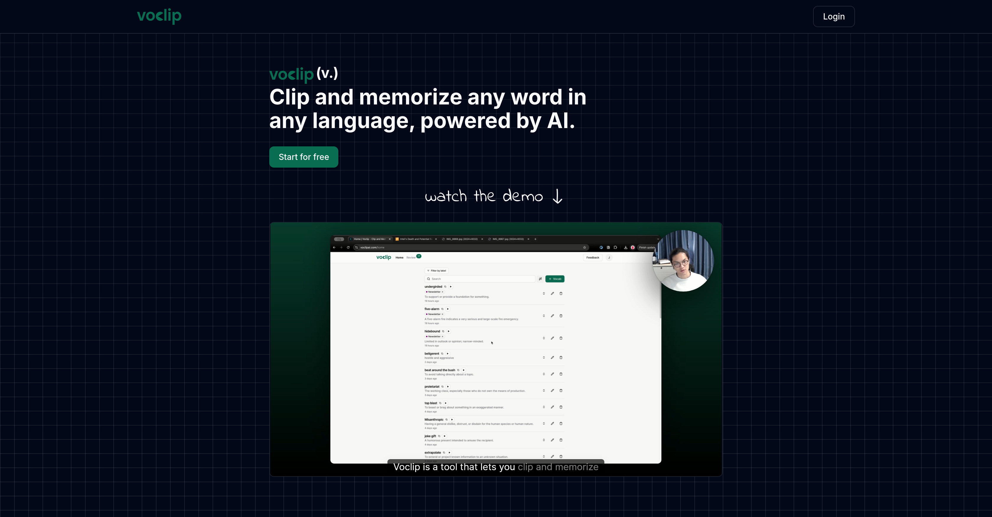 Voclip - Screenshot showing the interface and features of this AI tool