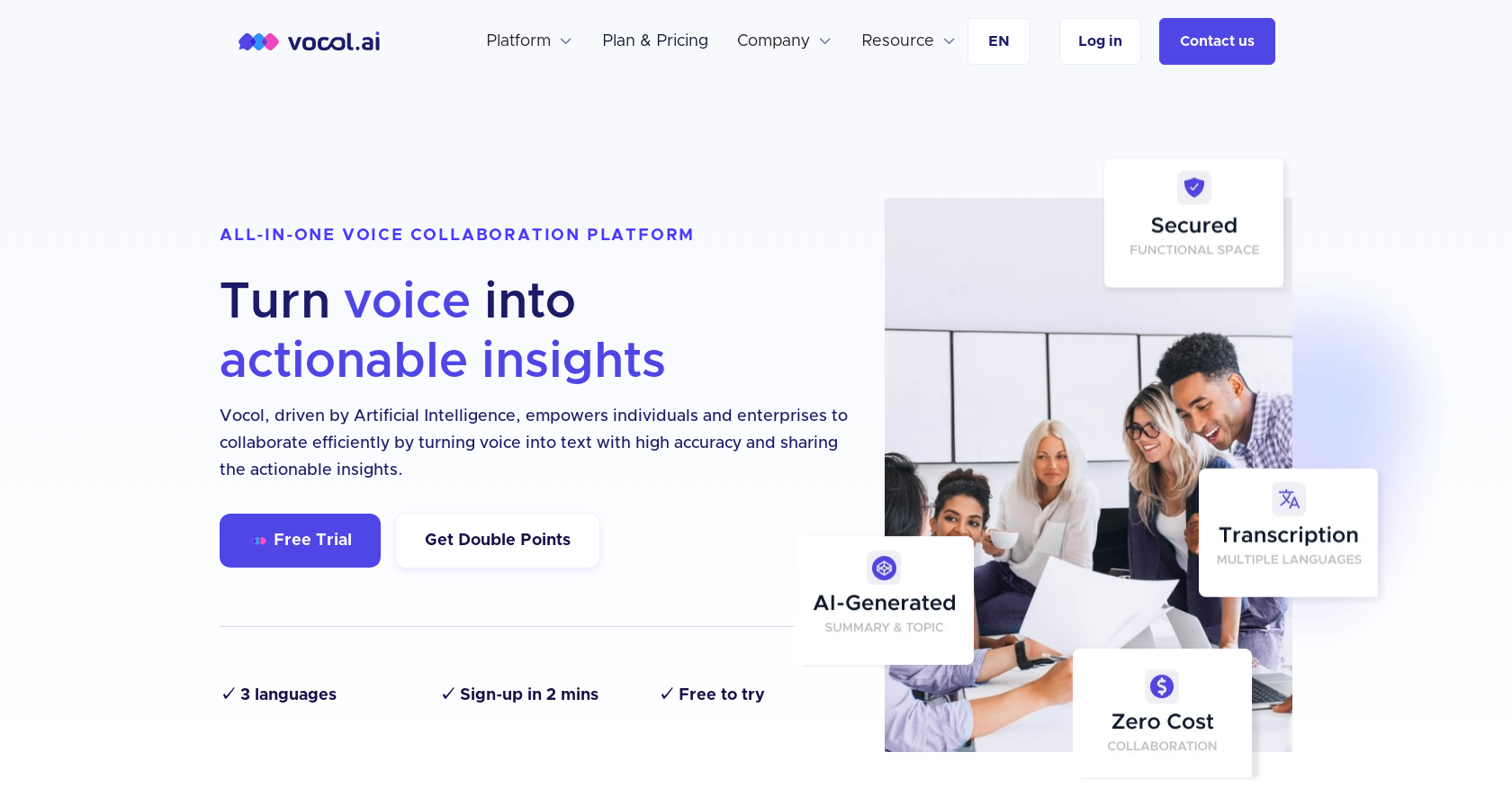 Vocol - Screenshot showing the interface and features of this AI tool