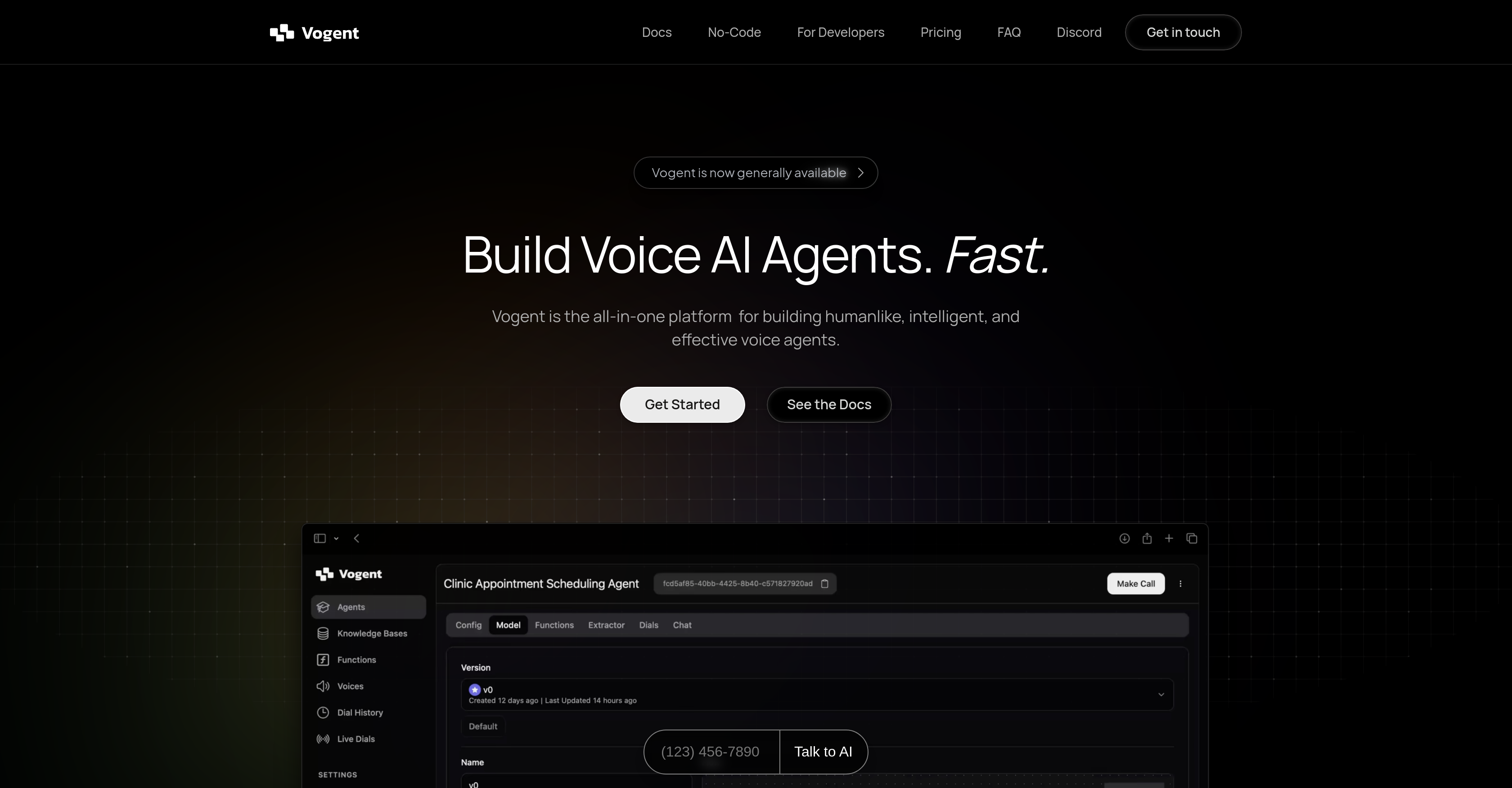 Vogent - Screenshot showing the interface and features of this AI tool