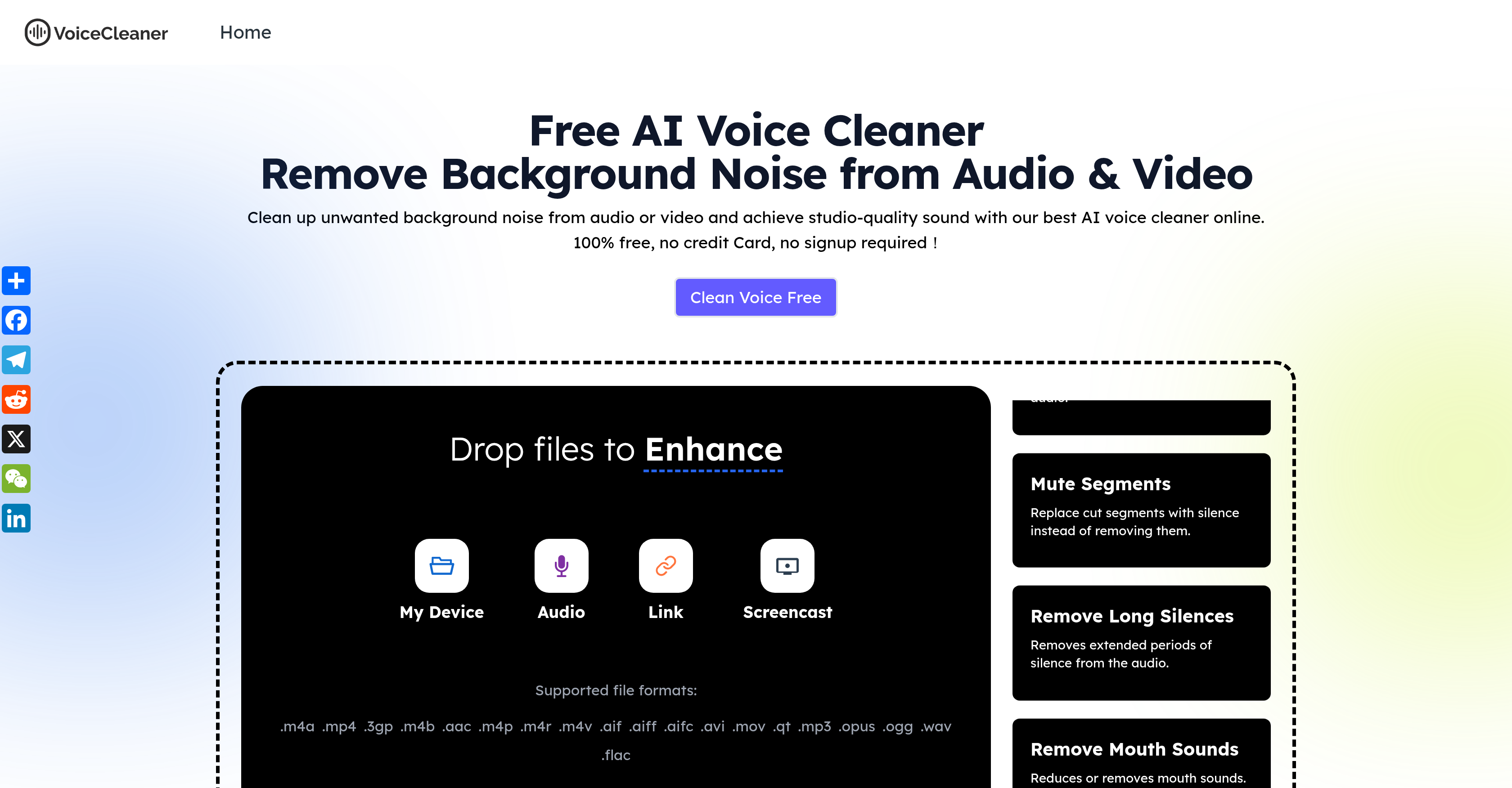Voice Cleaner AI - Screenshot showing the interface and features of this AI tool