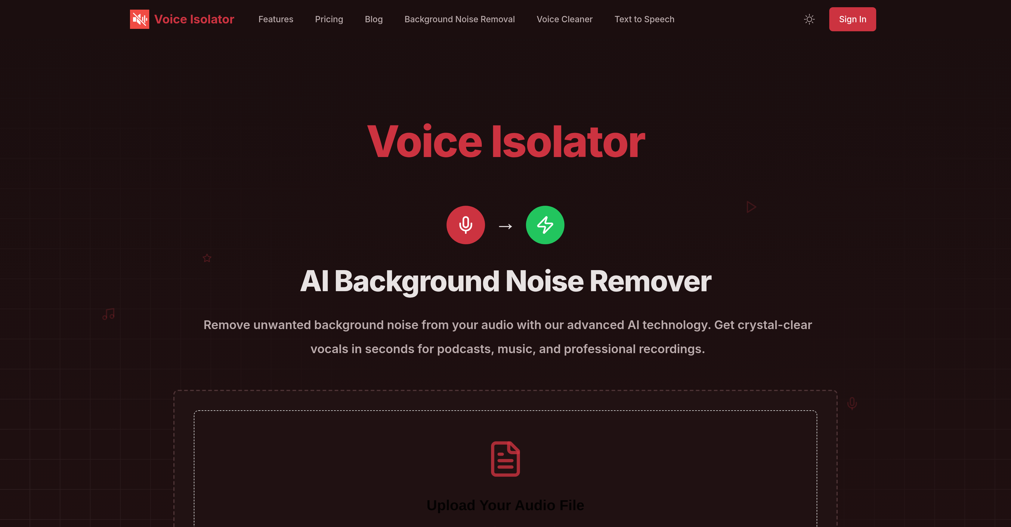 Voice Isolator - Screenshot showing the interface and features of this AI tool
