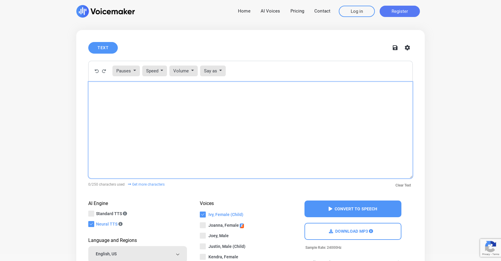 Voicemaker - Screenshot showing the interface and features of this AI tool