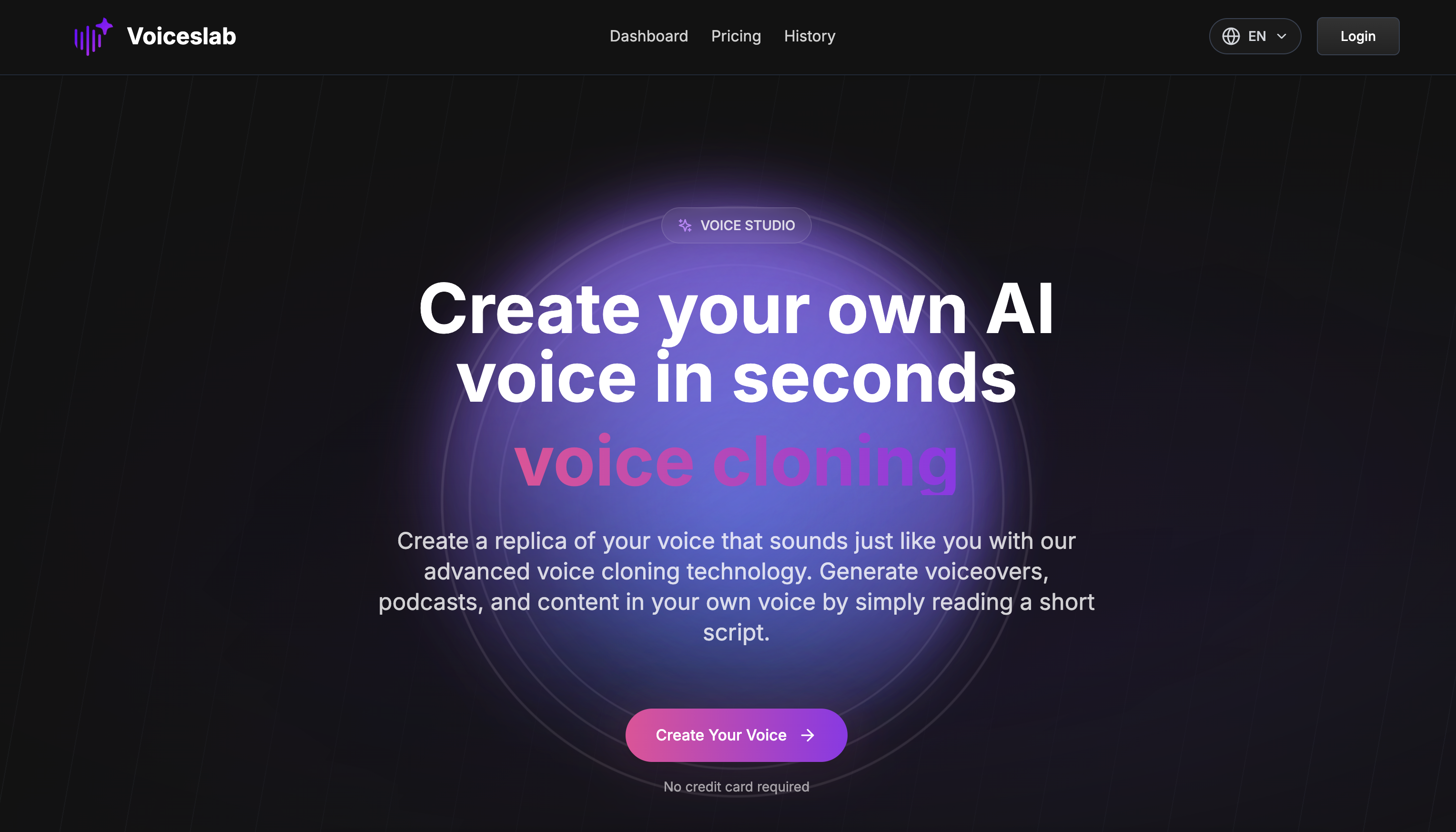 Voiceslab - Screenshot showing the interface and features of this AI tool